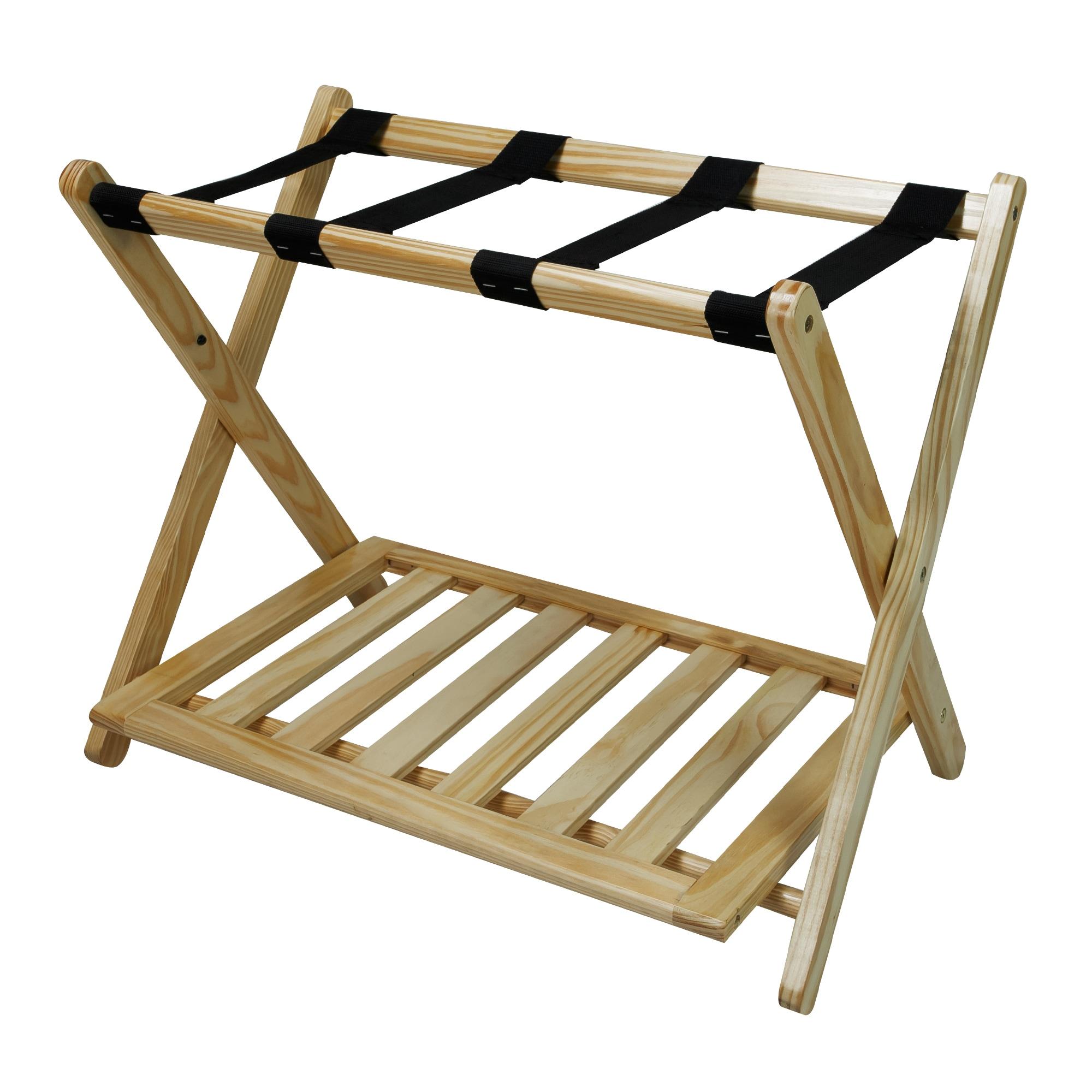 Luggage Rack with Shelf-Natural