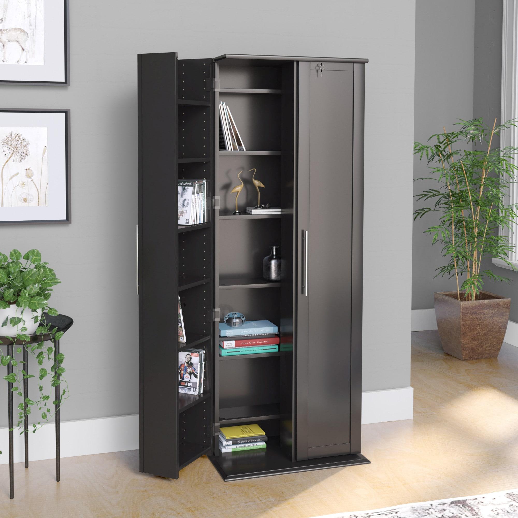 Black Grande Locking Media Storage Cabinet with Shaker Doors (Box 1 of 2)