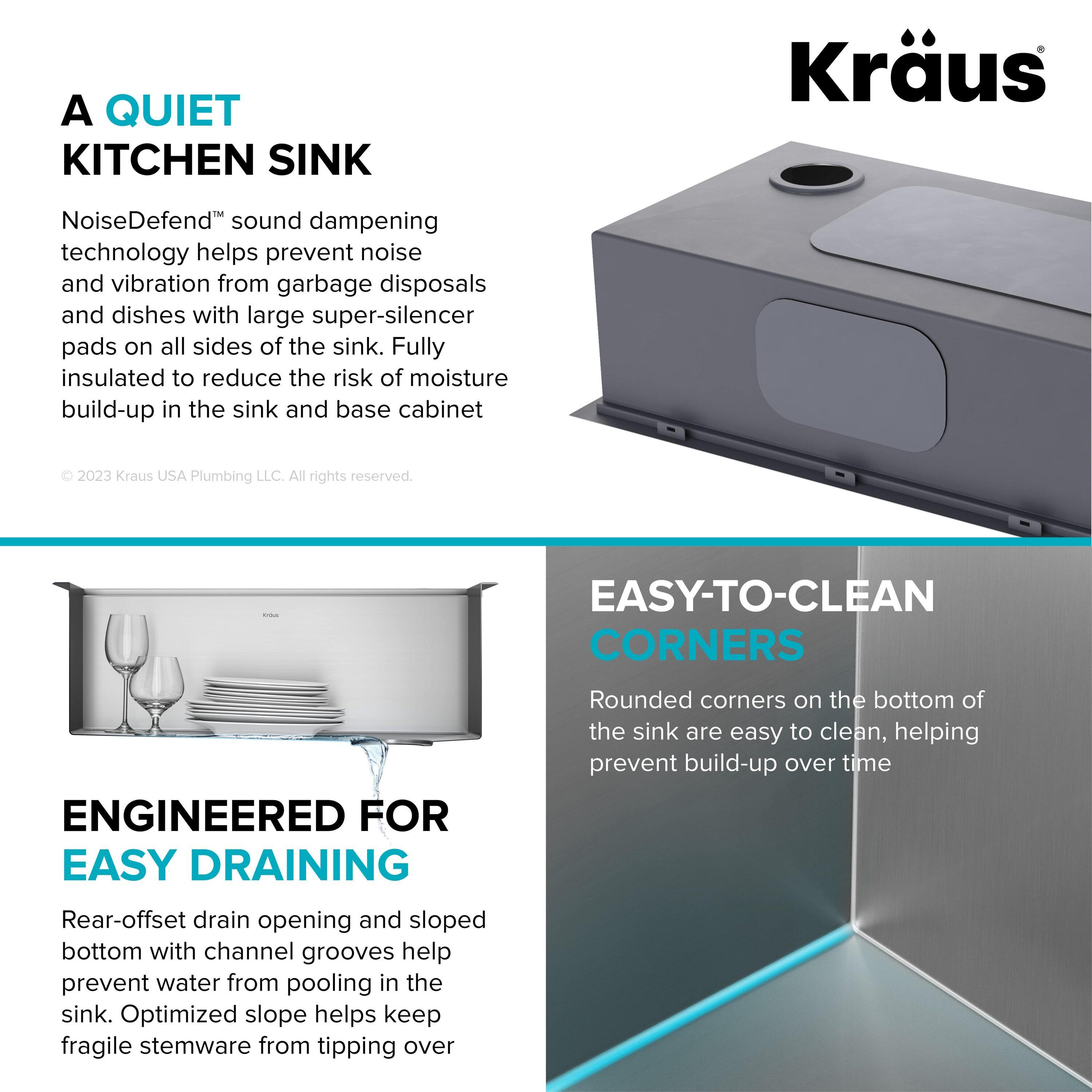 KRAUS Kore™ Workstation 25-inch L Drop-In 16 Gauge Single Bowl Stainless Steel Kitchen Sink with Accessories