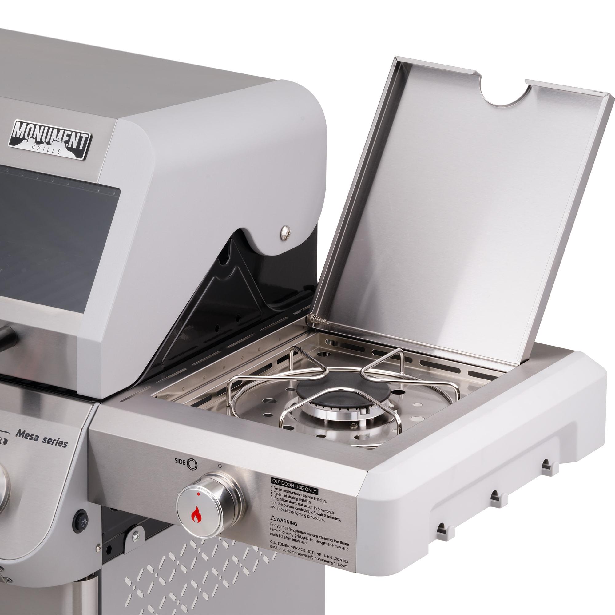 Monument Grills Mesa 415BZ,4-Burner Liquid Propane Infrared Gas Grill with Side Burner and Cabinet, 62,000 BTU – Perfect for Family BBQs