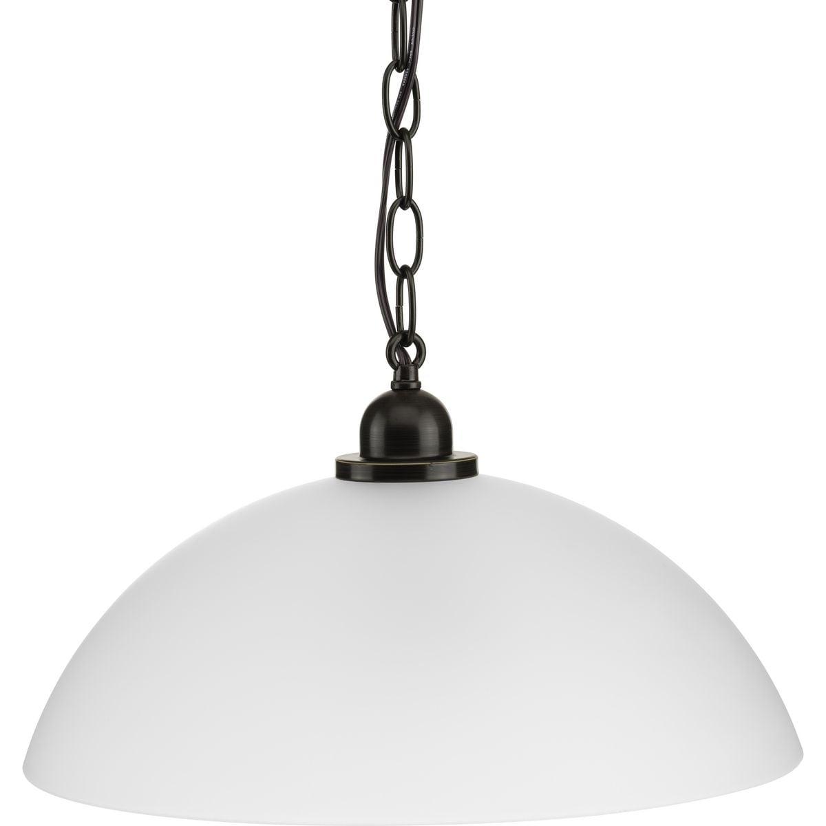 Progress Lighting, Classic Dome Pendant, 1-Light, Ceiling Light, Brushed Nickel, Etched Glass Shade