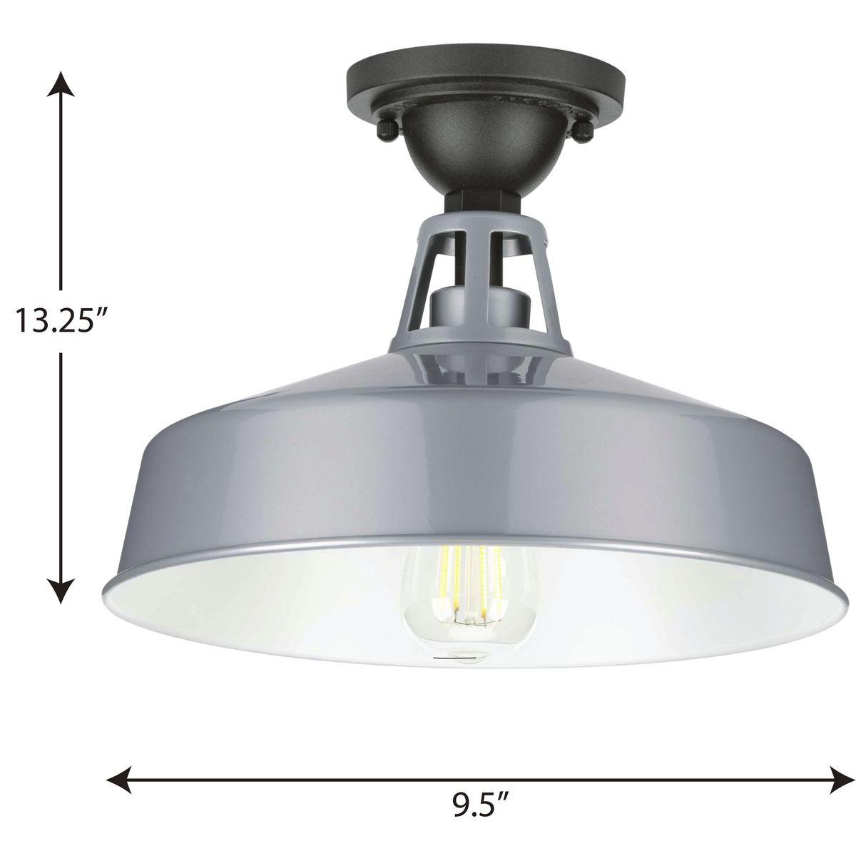 Progress Lighting, Cedar Springs, 1-Light Ceiling Light, Metallic Gray, White Shade