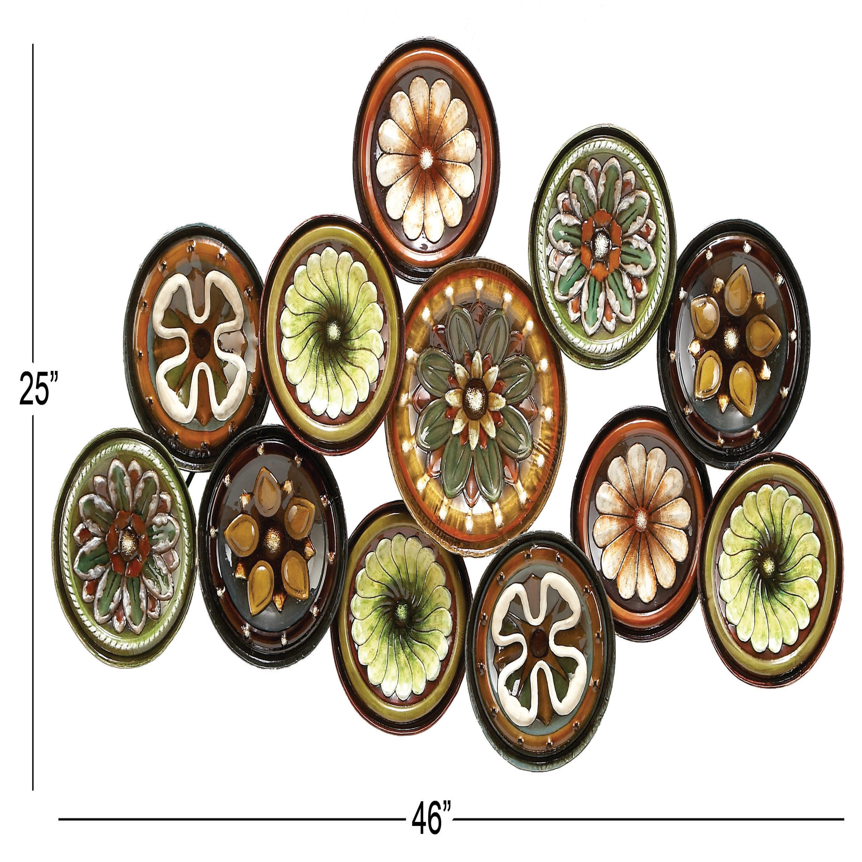 DecMode Multi Colored Metal Plate Wall Decor with Spanish Designs