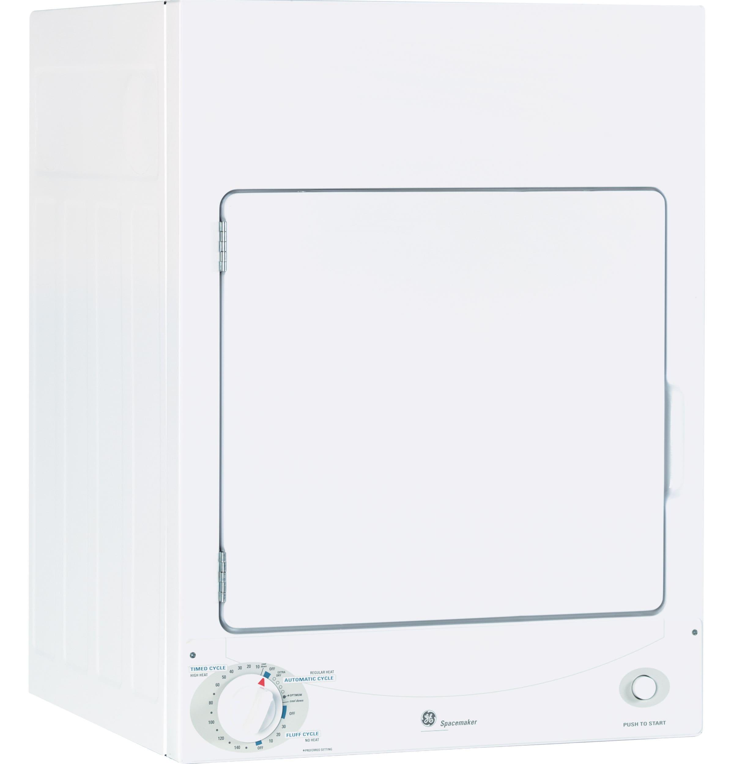 Compact White Stackable Electric Dryer with DuraDrum Interior