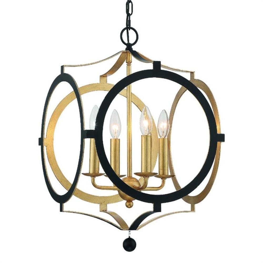 Crystorama Odelle 4-light Matte Black/ Antique Gold Chandelier