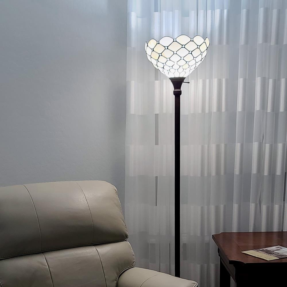 Tiffany Style Jeweled Torchiere Floor Lamp - 72" Tall