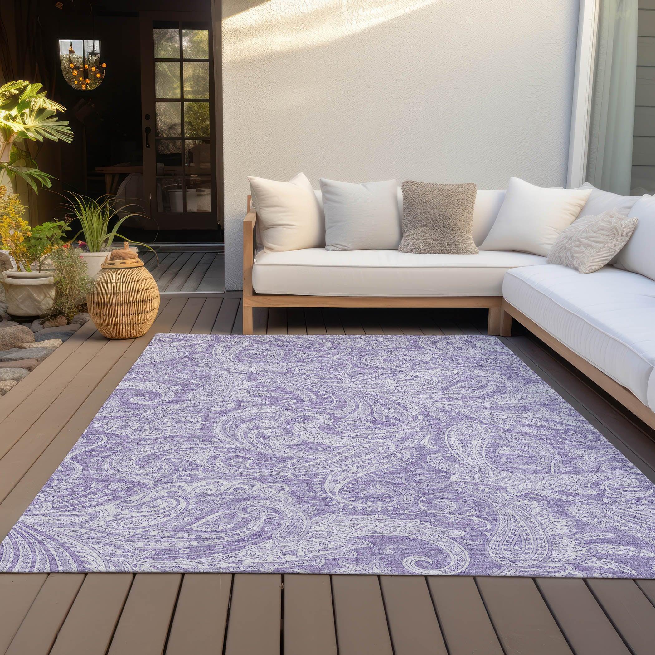 Addison Rugs Chantille Indoor/Outdoor Transitional Paisley Lavender Washable Rectangle Rug, 2'6" x 3'10"