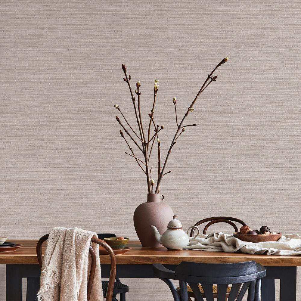 Tempaper & Co. Faux Horizontal Grasscloth Removable Peel and Stick Wallpaper, Textured Pewter, 56 sq. ft.: Vinyl, Prepasted