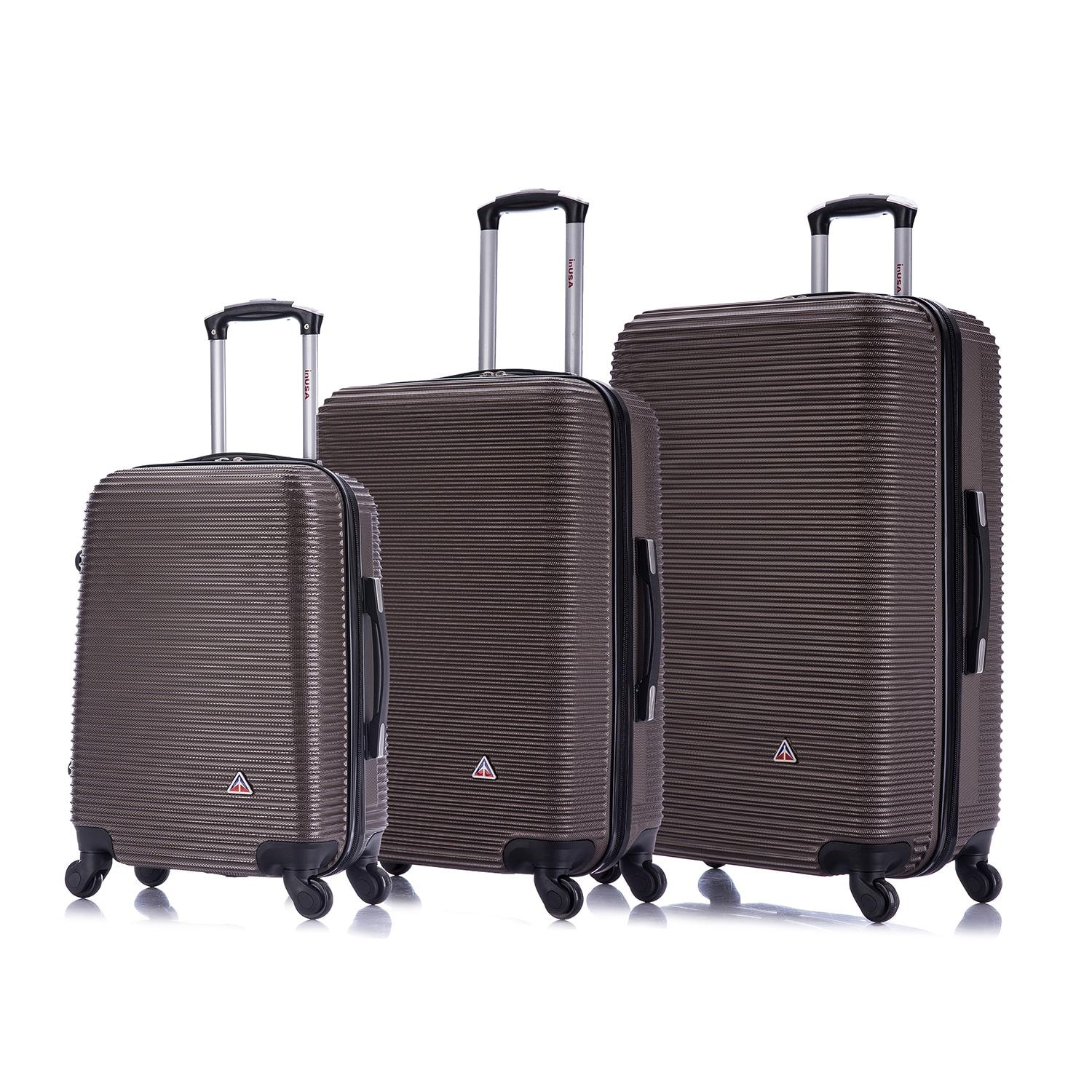 InUSA Royal 3pc Hardside Checked Spinner Luggage Set - Brown