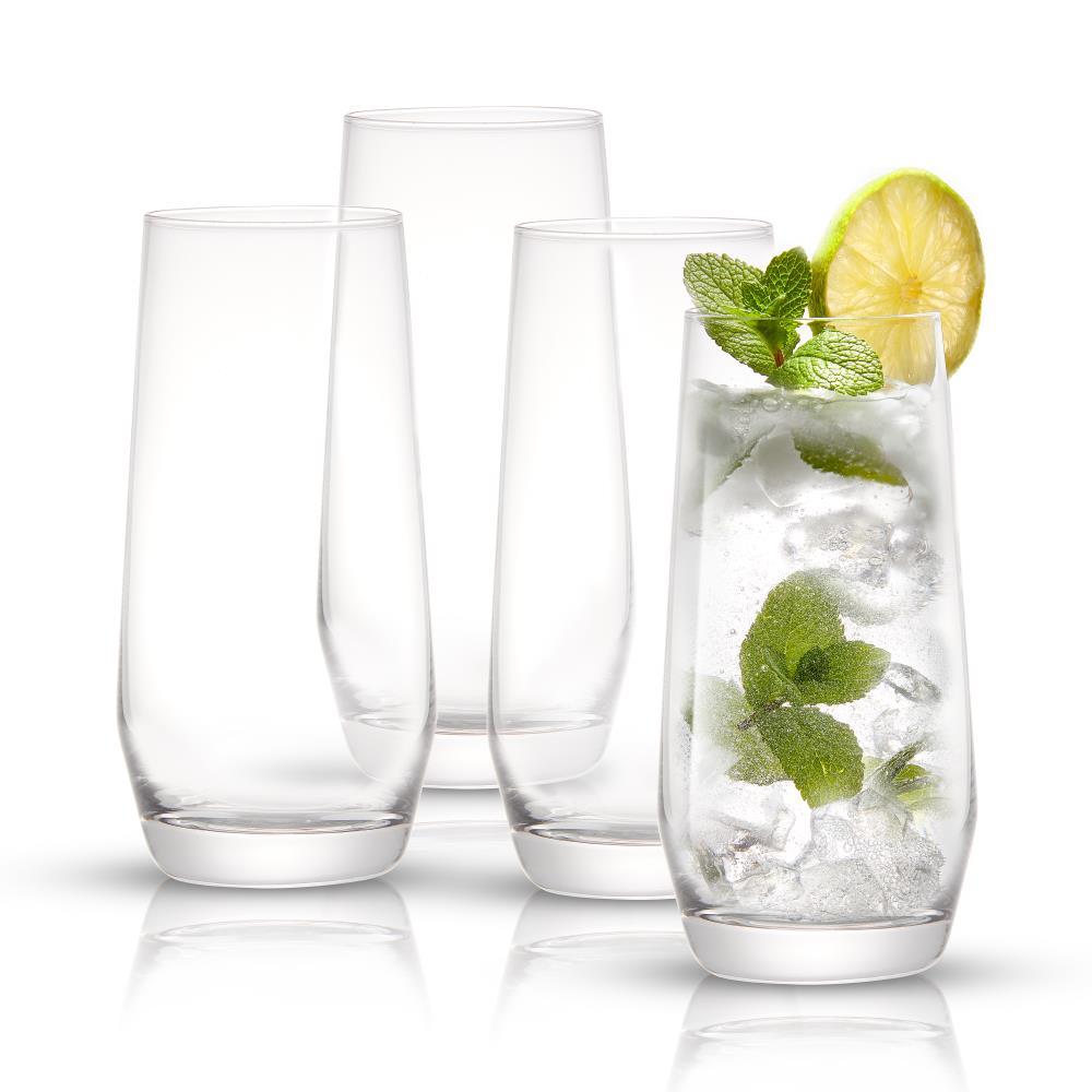 JoyJolt Gwen Highball Drinking Glasses, 18oz (Set of 4)