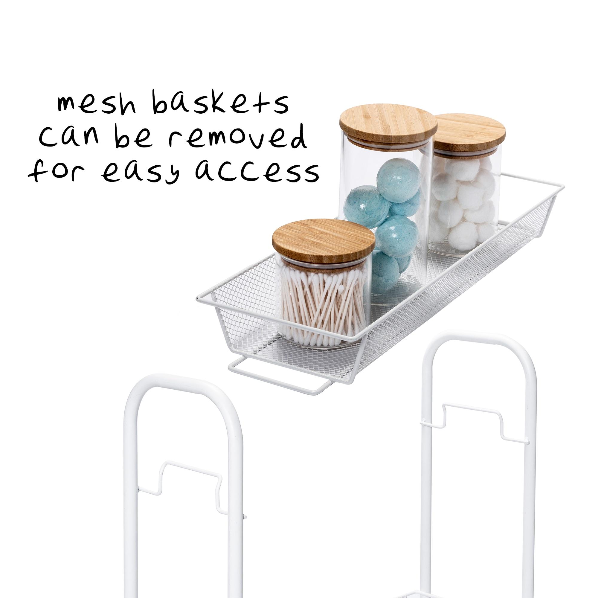Slim 3-Tier Wire Rolling Storage Cart
