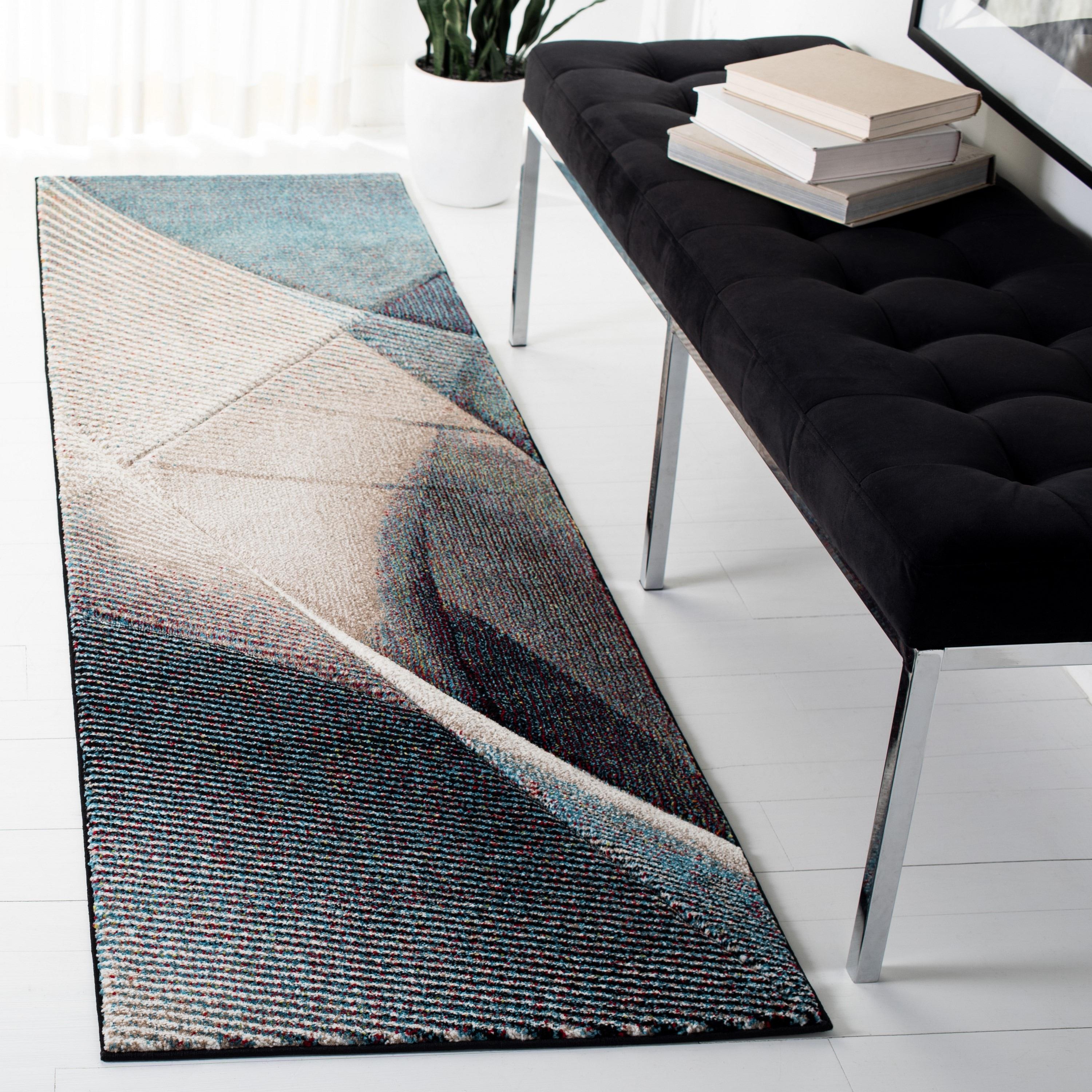 Hollywood HLW715 Power Loomed Runner Rug - Beige/Blue - 2'3"x8' - Safavieh.