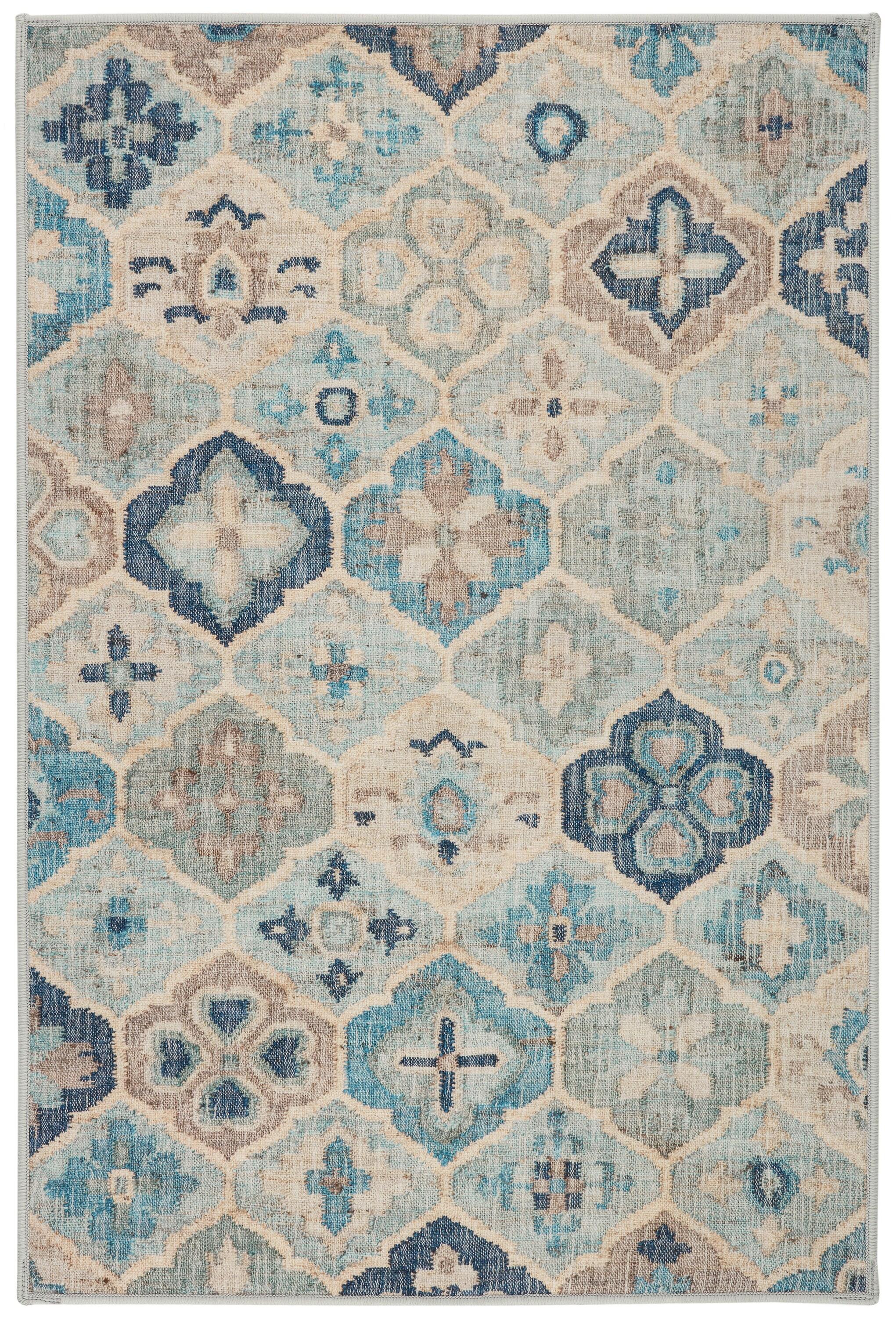 Pali Blue Machine Washable Rug