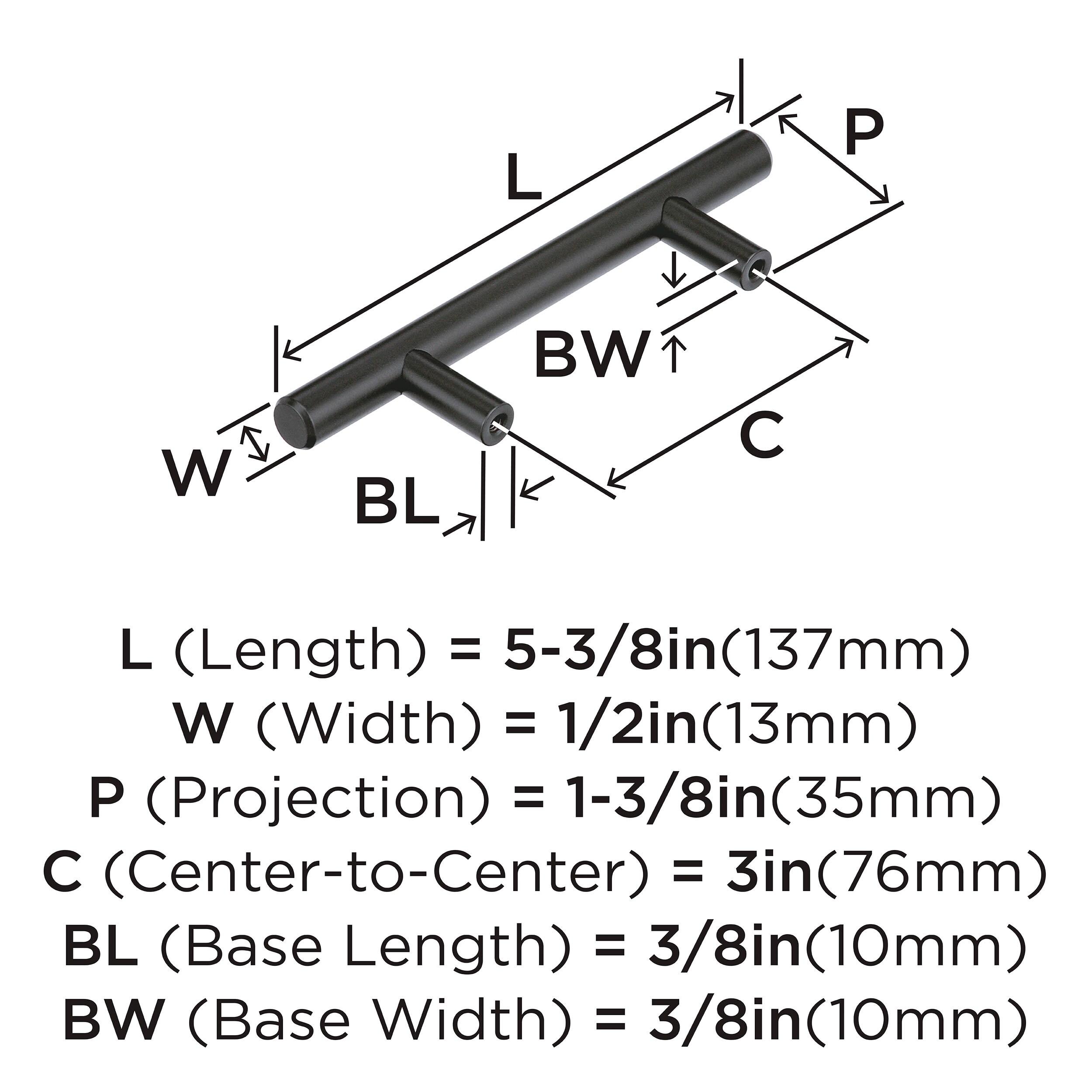 Amerock Bar Pulls 3 inch (76mm) Center-to-Center Matte Black Cabinet Pull - 10 Pack