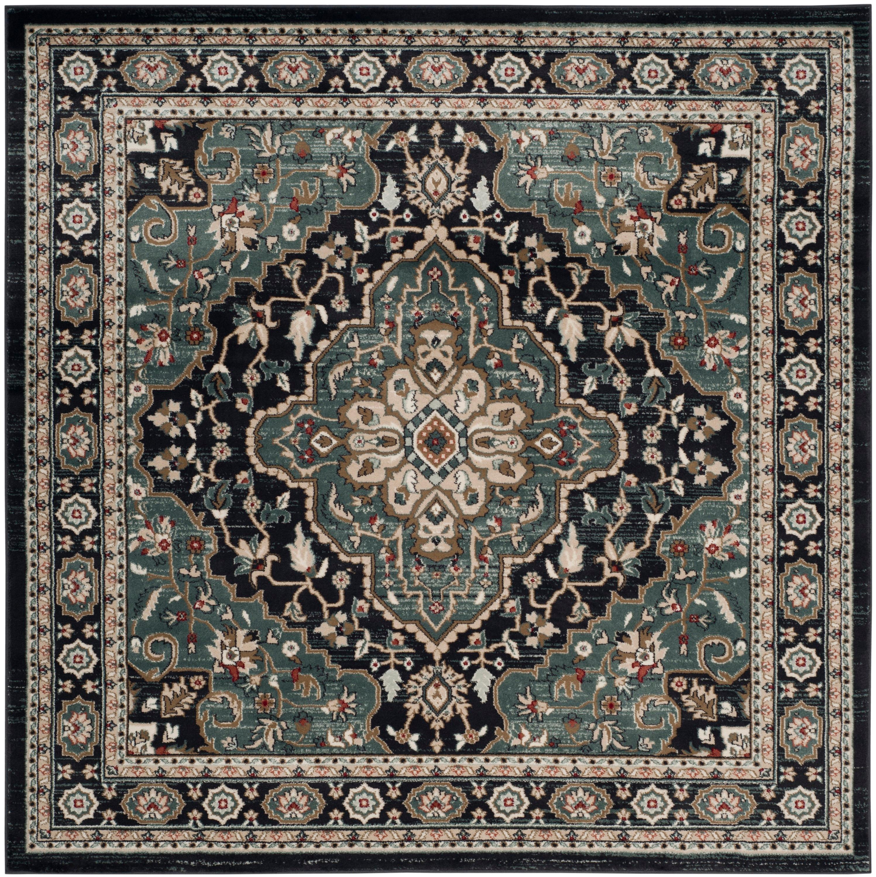 Lyndhurst LNH338 Power Loomed Area Rug - Anthracite/Teal - 7'x7' - Safavieh.
