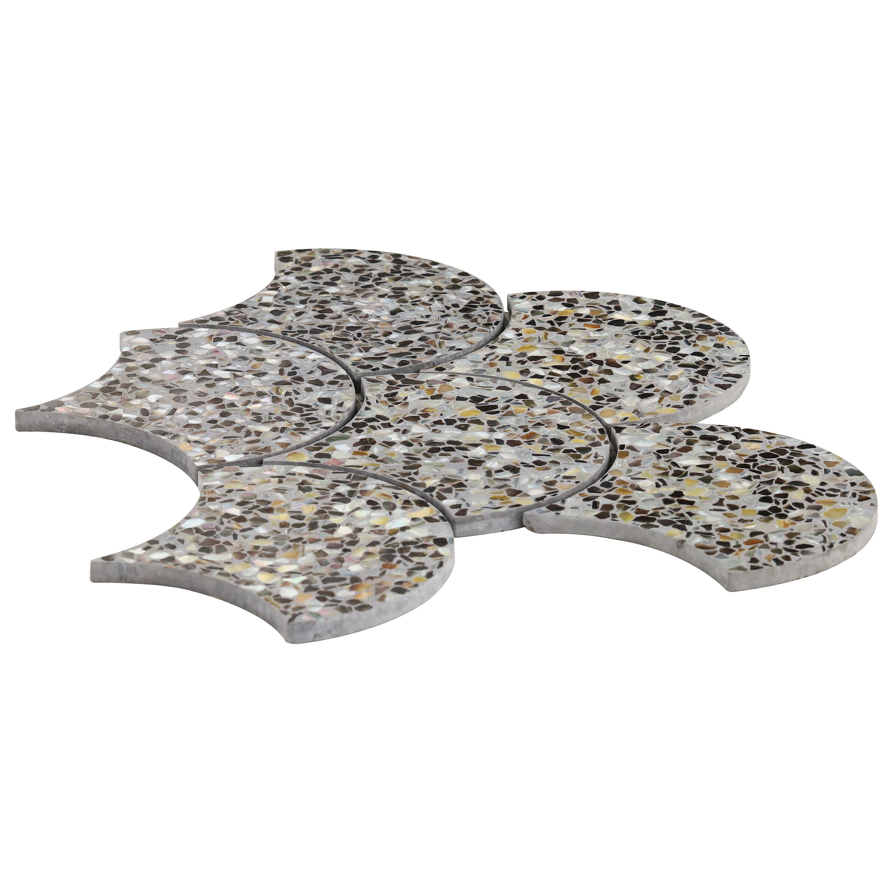 Shoal 5" Fishscale Terrazzo and Pearl Wall & Floor Mosaic Tile (0.74 Sq. Ft. / Sheet)