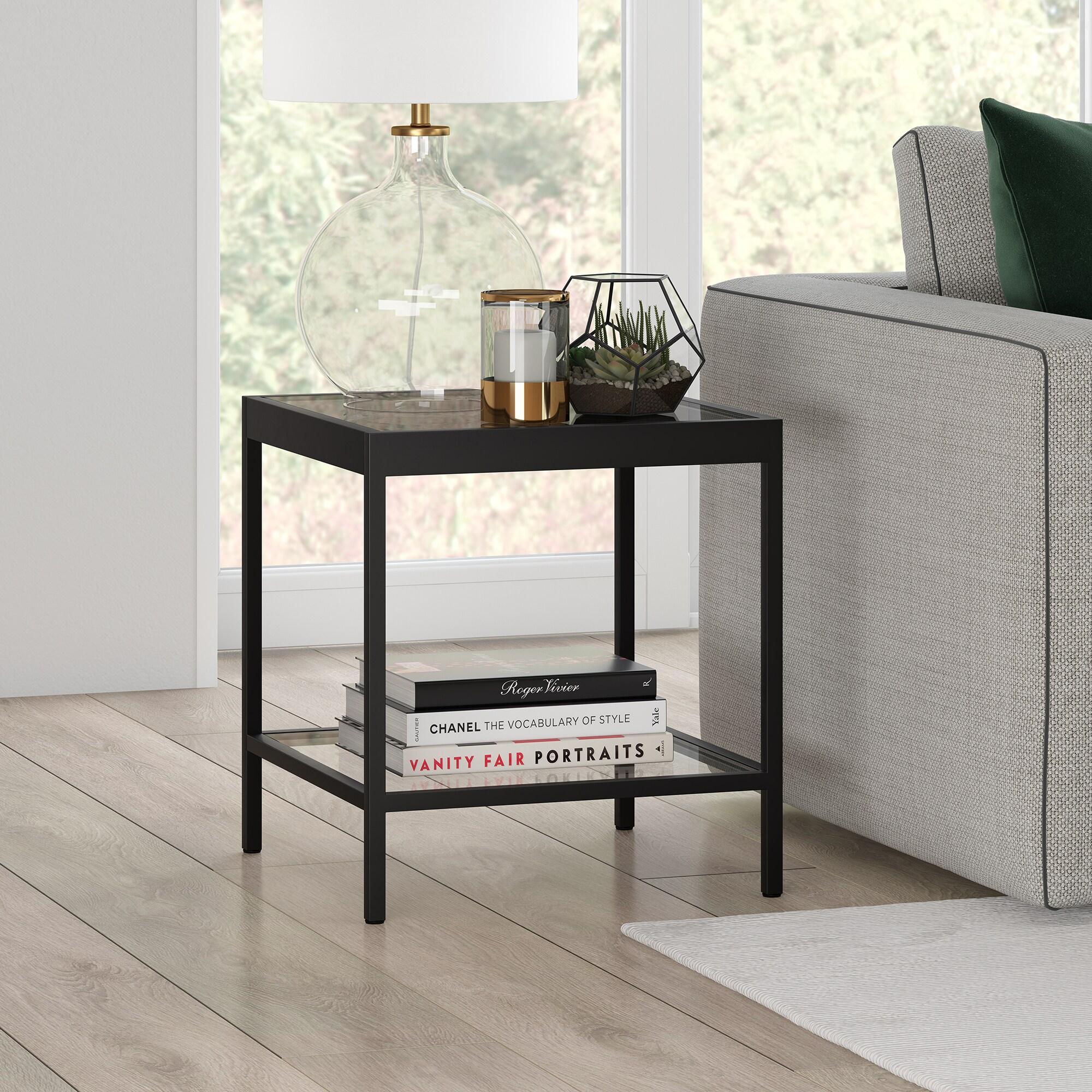 Evelyn&Zoe Alexis 20" Wide Square Side Table, Blackened Bronze
