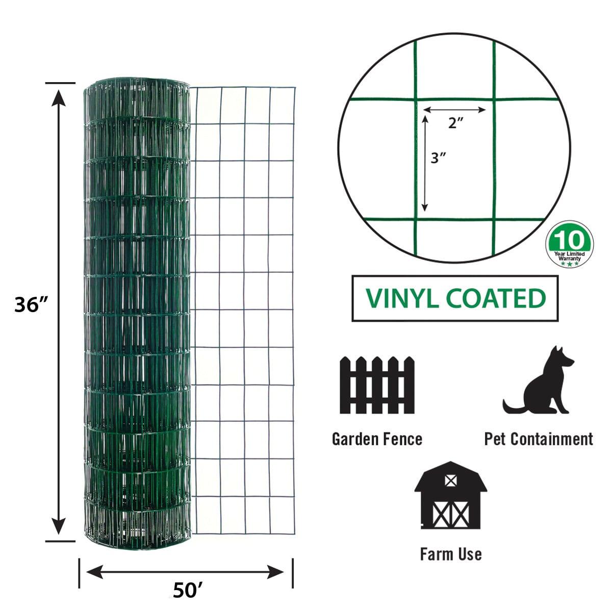 Origin Point Garden Zone 16-Gauge Green Vinyl Coated Garden Fence, 36" x 50'