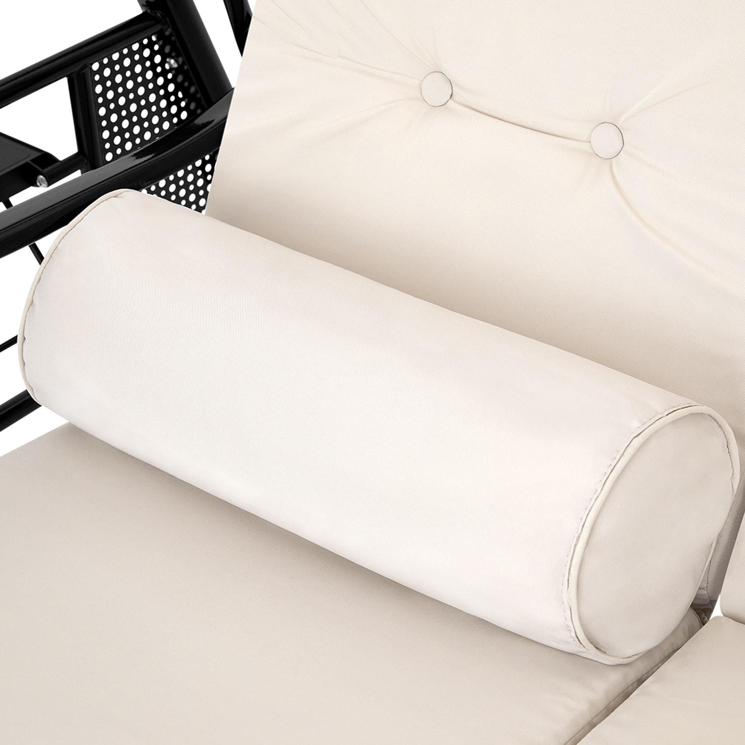 Outsunny 3-Seat Outdoor Patio Swing with Adjustable Tilt Canopy, Cushions, Pillow, Steel Frame, Side Tray, Cup Holder, Beige