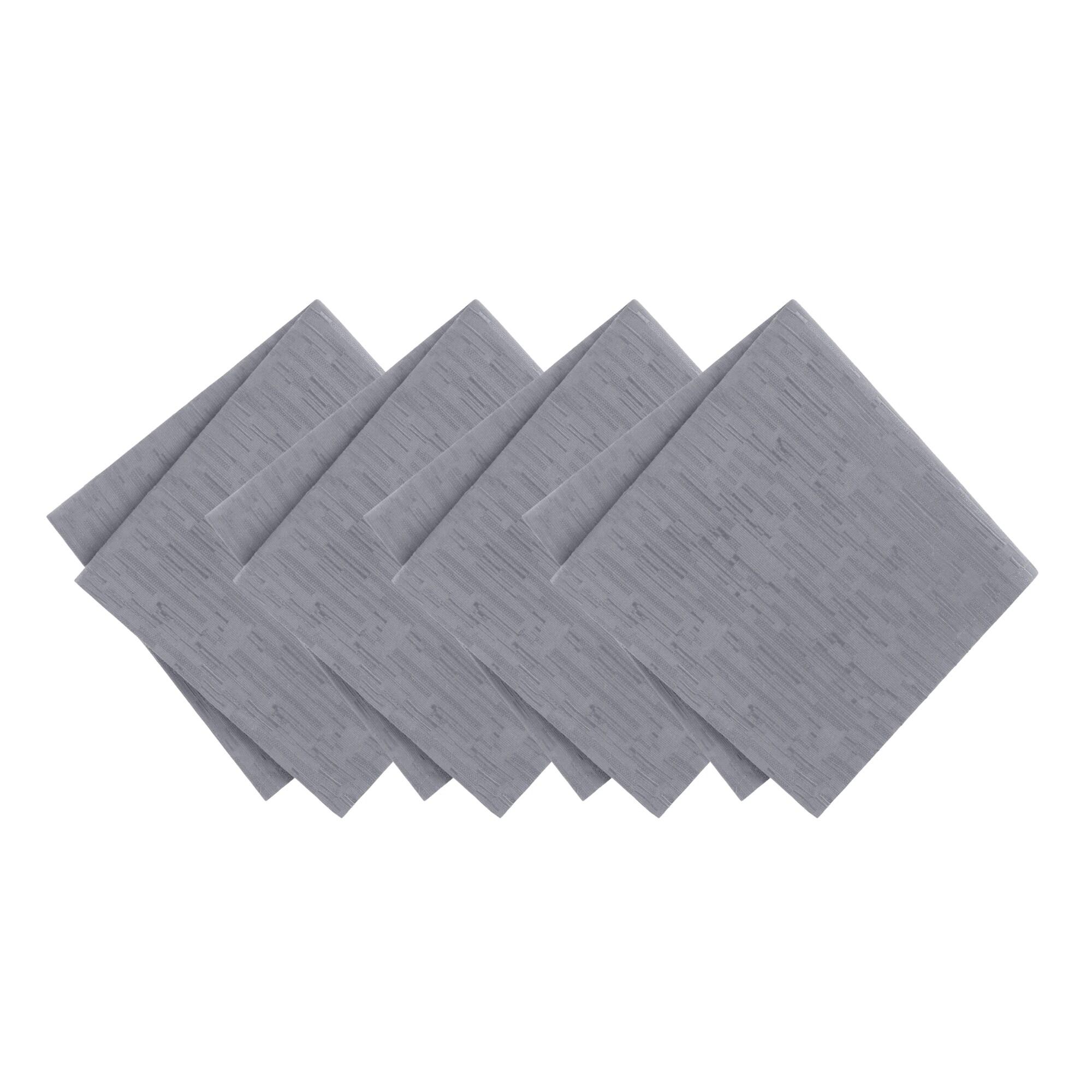 Continental Solid Texture Water and Stain Resistant Napkins, Set of 4 - 17" x 17" - Gray - Elrene Home Fashions