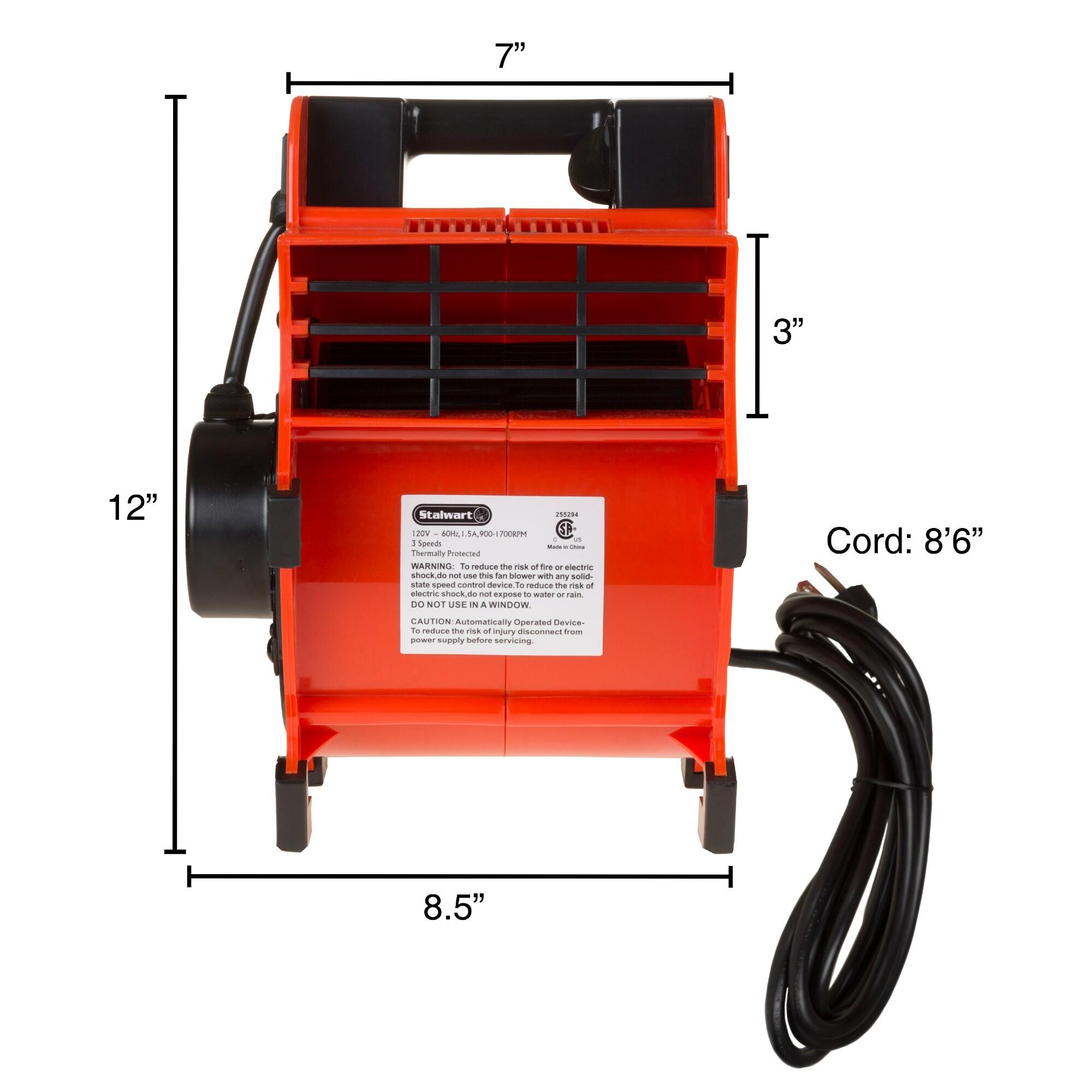 Stalwart Portable Adjustable Industrial Fan Blower - 3 Speed Heavy Duty Mechanics Floor and Carpet Dryer with 4 Different Angles (Red)