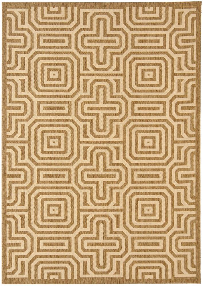 Brown and Natural Geometric Indoor/Outdoor Area Rug