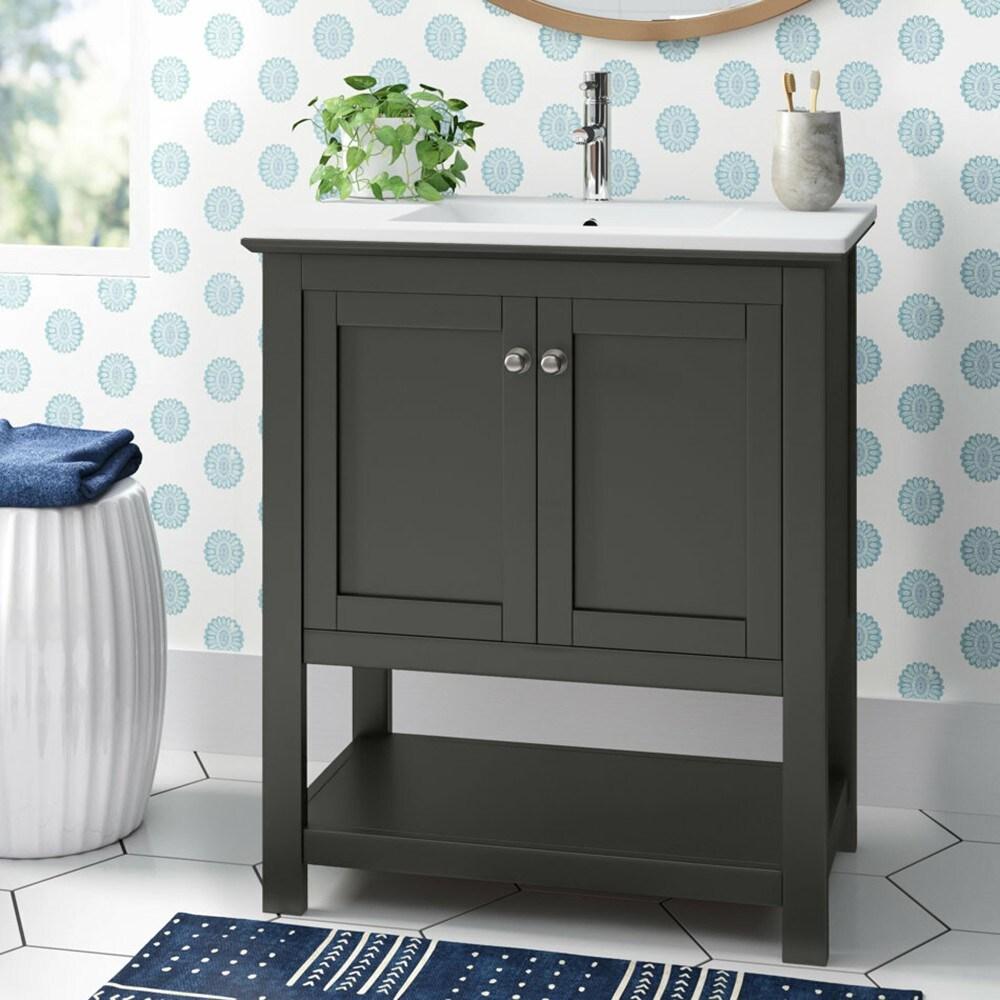 Manchester 30" Freestanding Single Sink Bathroom Vanity with Integrated Sink (Faucet Not Included)