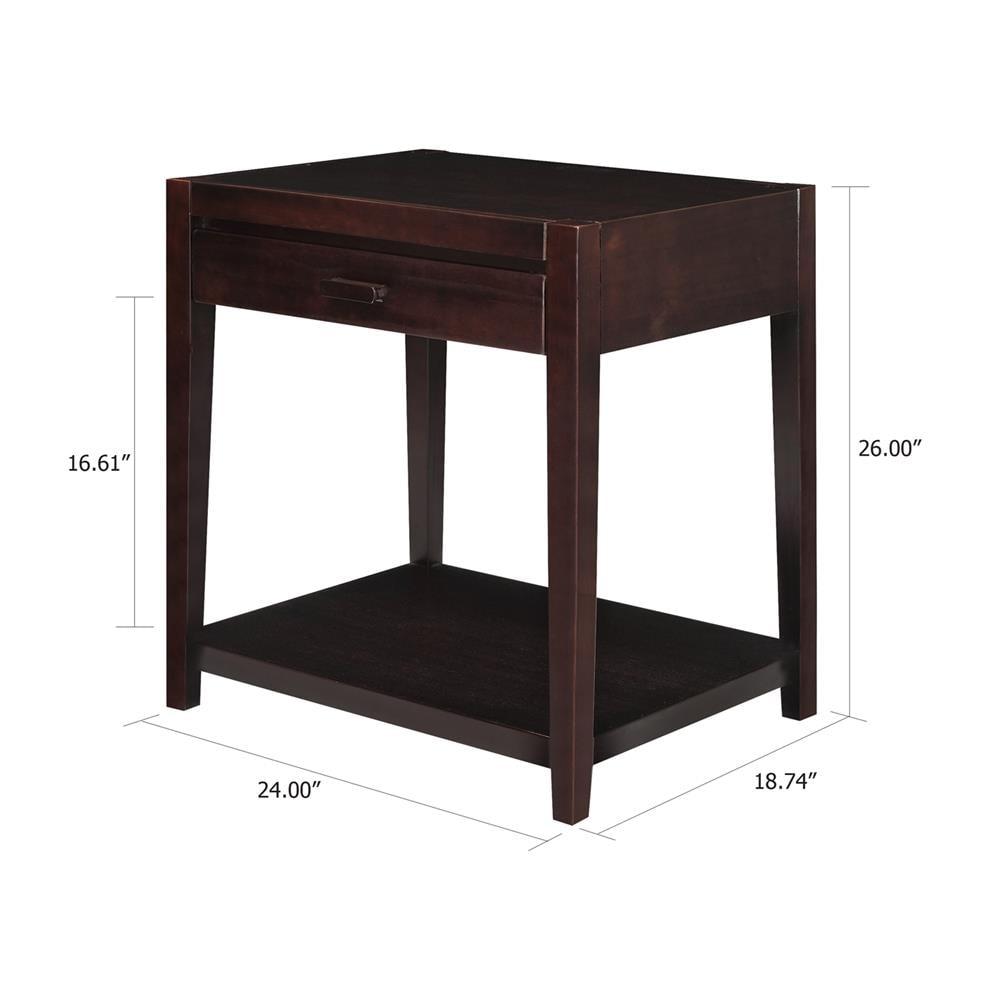 Casual Home Notre Dame Nightstand with USB Port, Espresso