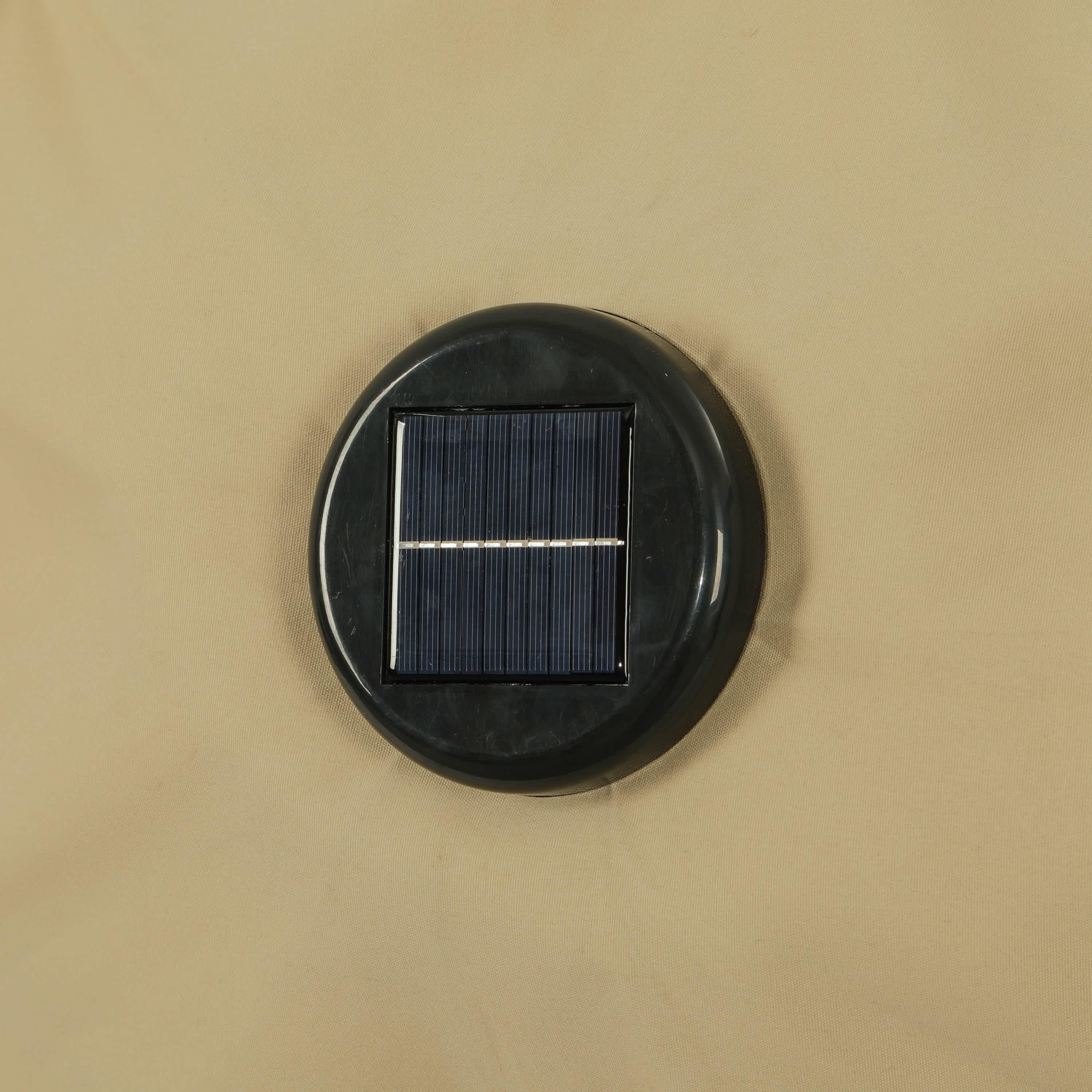 10' x 6.5' Rectangular Nassau Market Patio Umbrella with LED Bulb Lights Champagne - Island Umbrella: Solar-Powered, Weather-Resistant