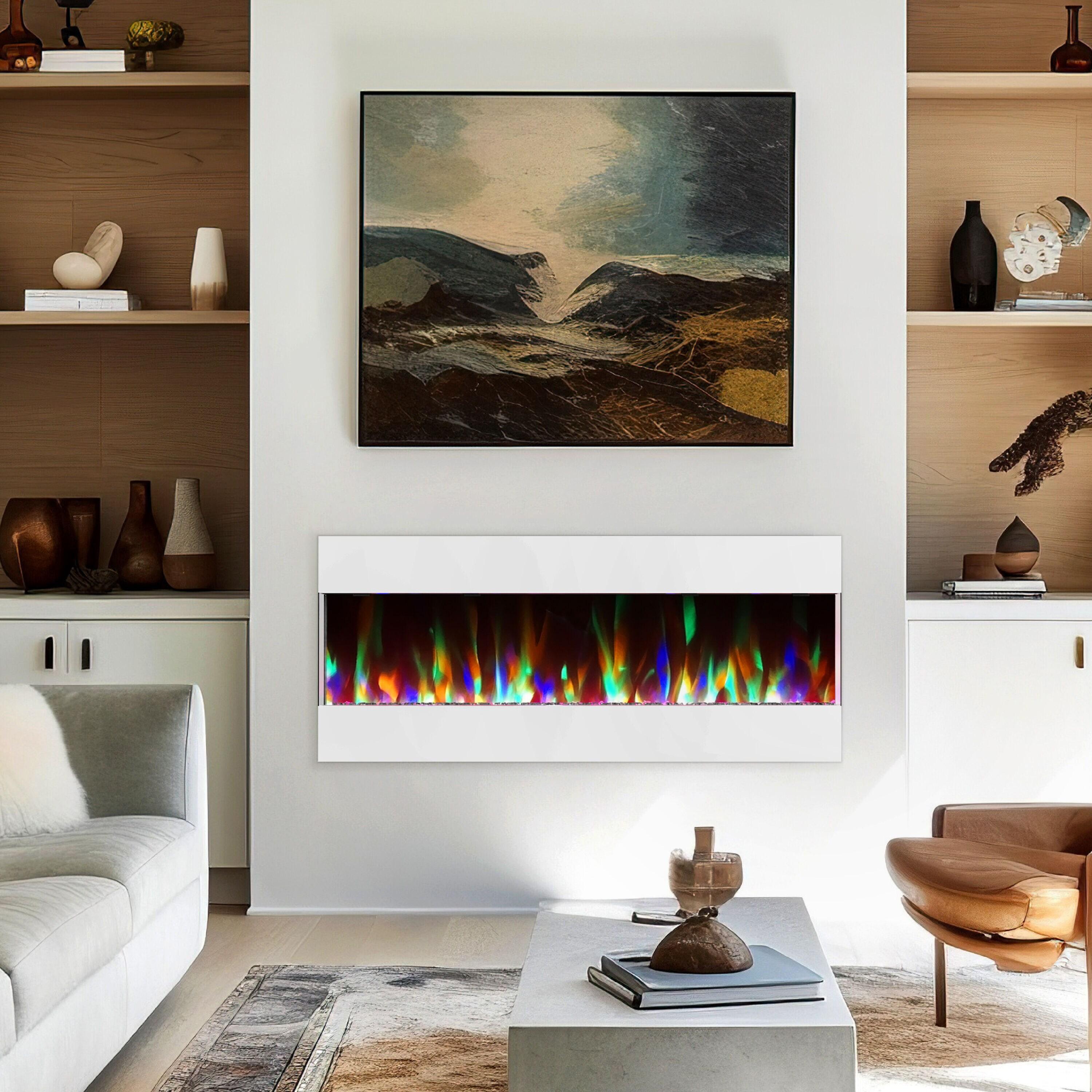 Cambridge Cambridge Recessed Wall Mounted Electric Fireplace with Crystal Rock Display