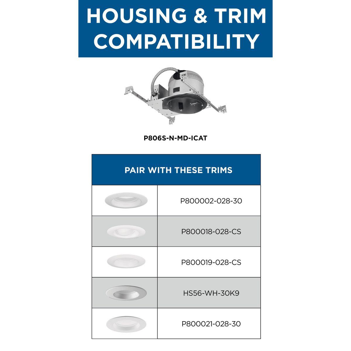 Progress Lighting P806s-N-Md-Icat Medium (E26) New Construction Housing For 6" Trims