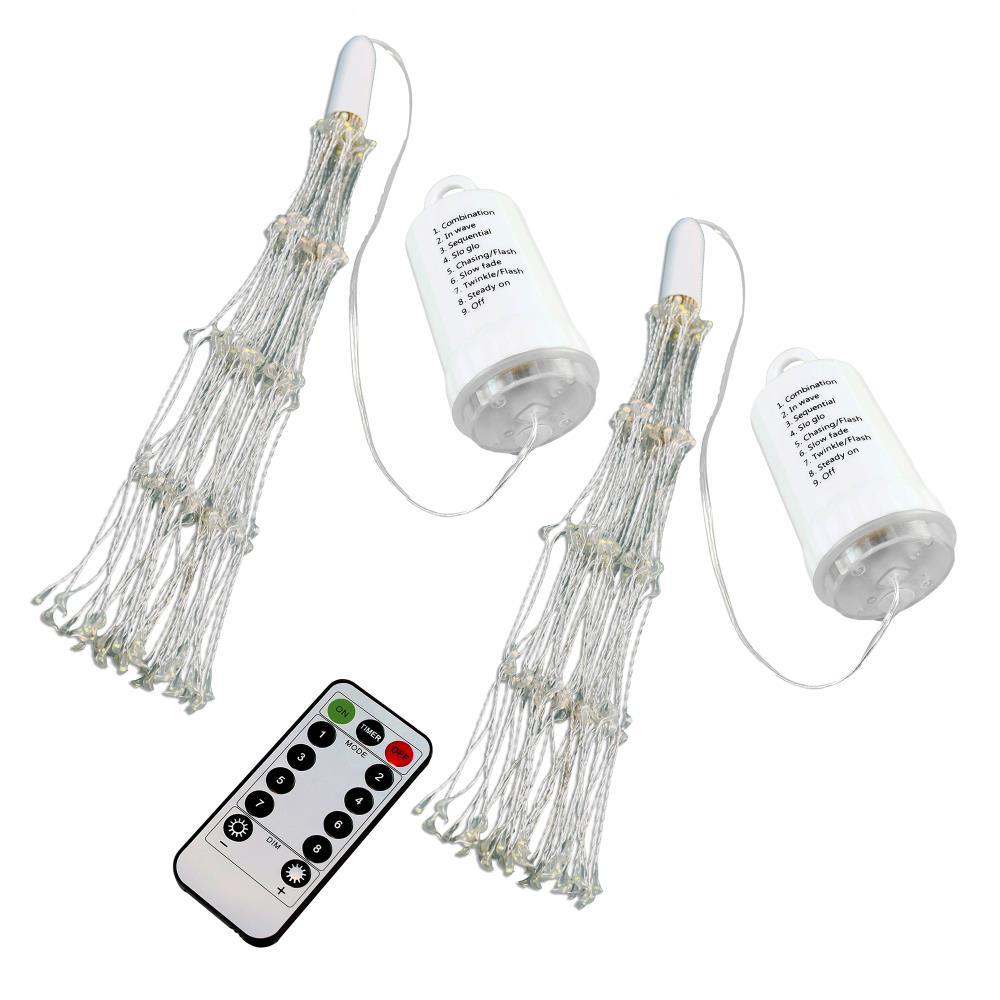 LumaBase Battery Operated Starburst Lights with Remote Control - Set of 2 (White)
