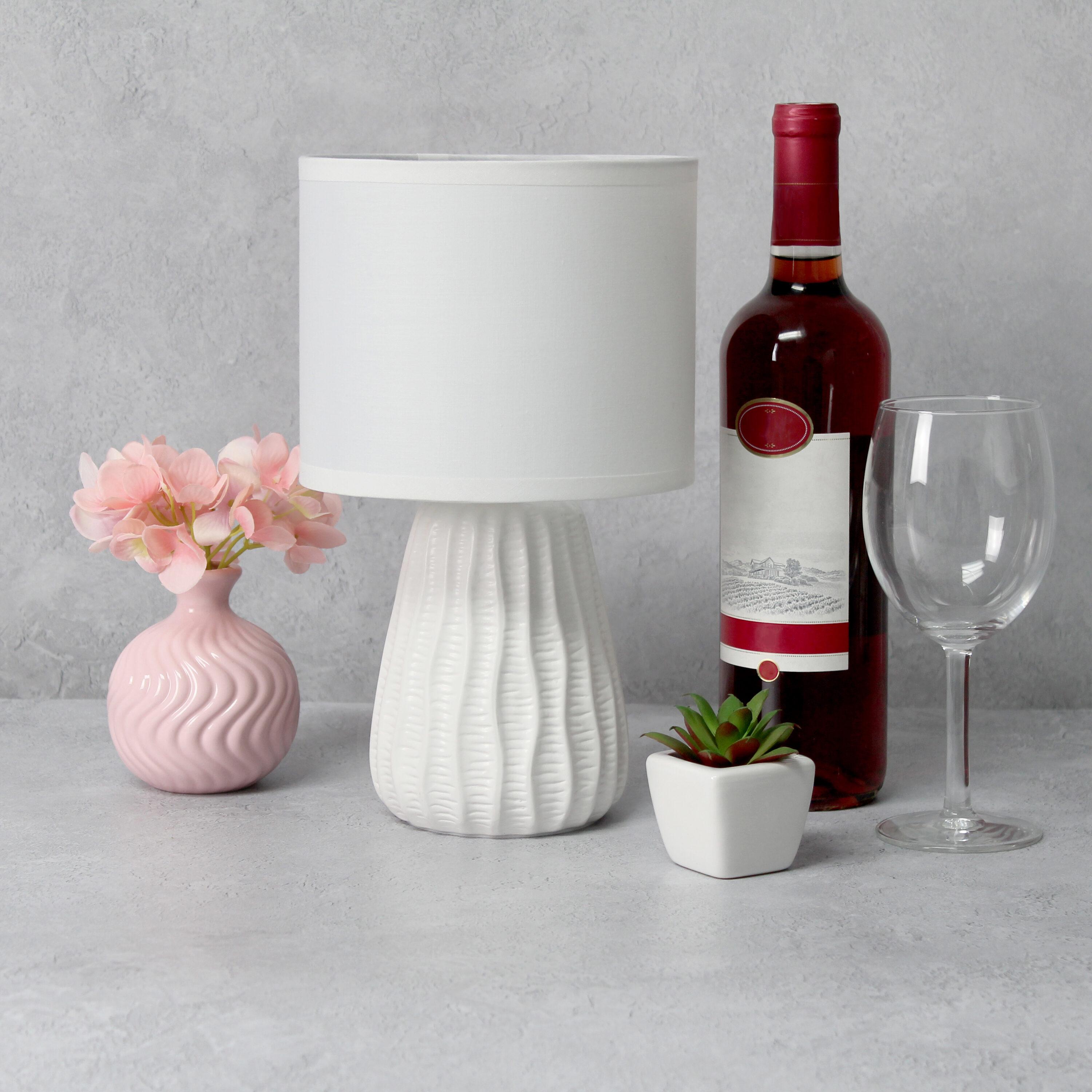 11.02" Mini Modern Ceramic Pastel Accent Bedside Table Desk Lamp: ETL Listed, No Assembly - Simple Designs