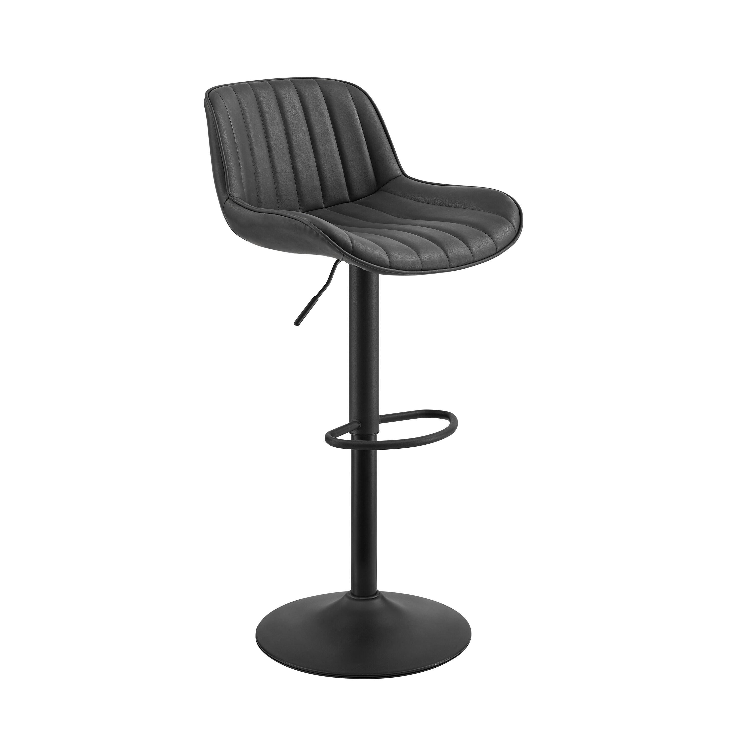 Art Leon Rustic Bar Stools Set of 2, Faux Leather with Backrest Chrome Legs, Upholstered Swivel Kitchen Stools, Black Brown