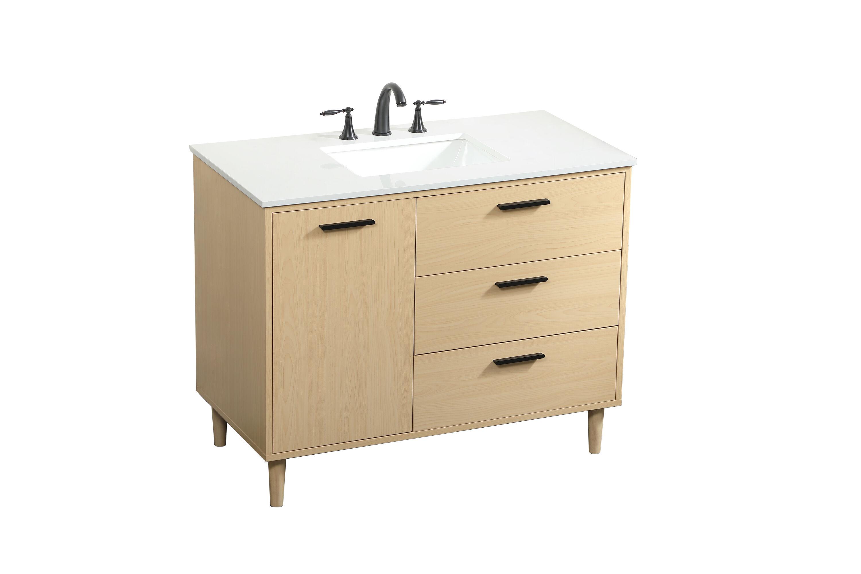 Baldwin 42'' Single Bathroom Vanity with Engineered Marble Top