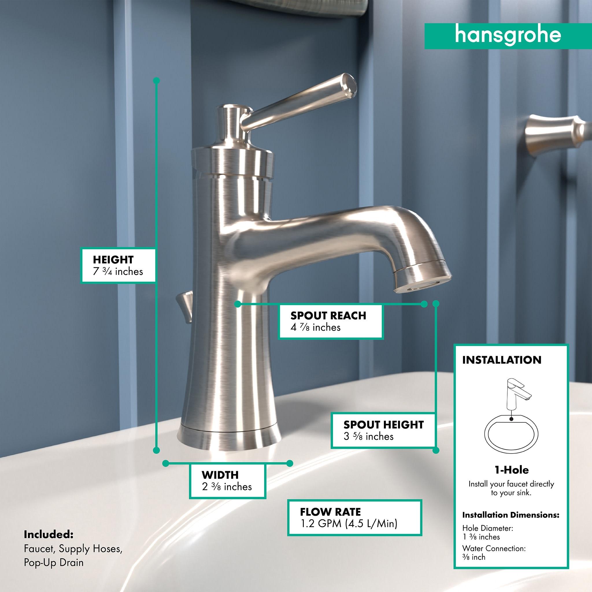 Joleena Single Hole Bathroom Faucet with Drain Assembly