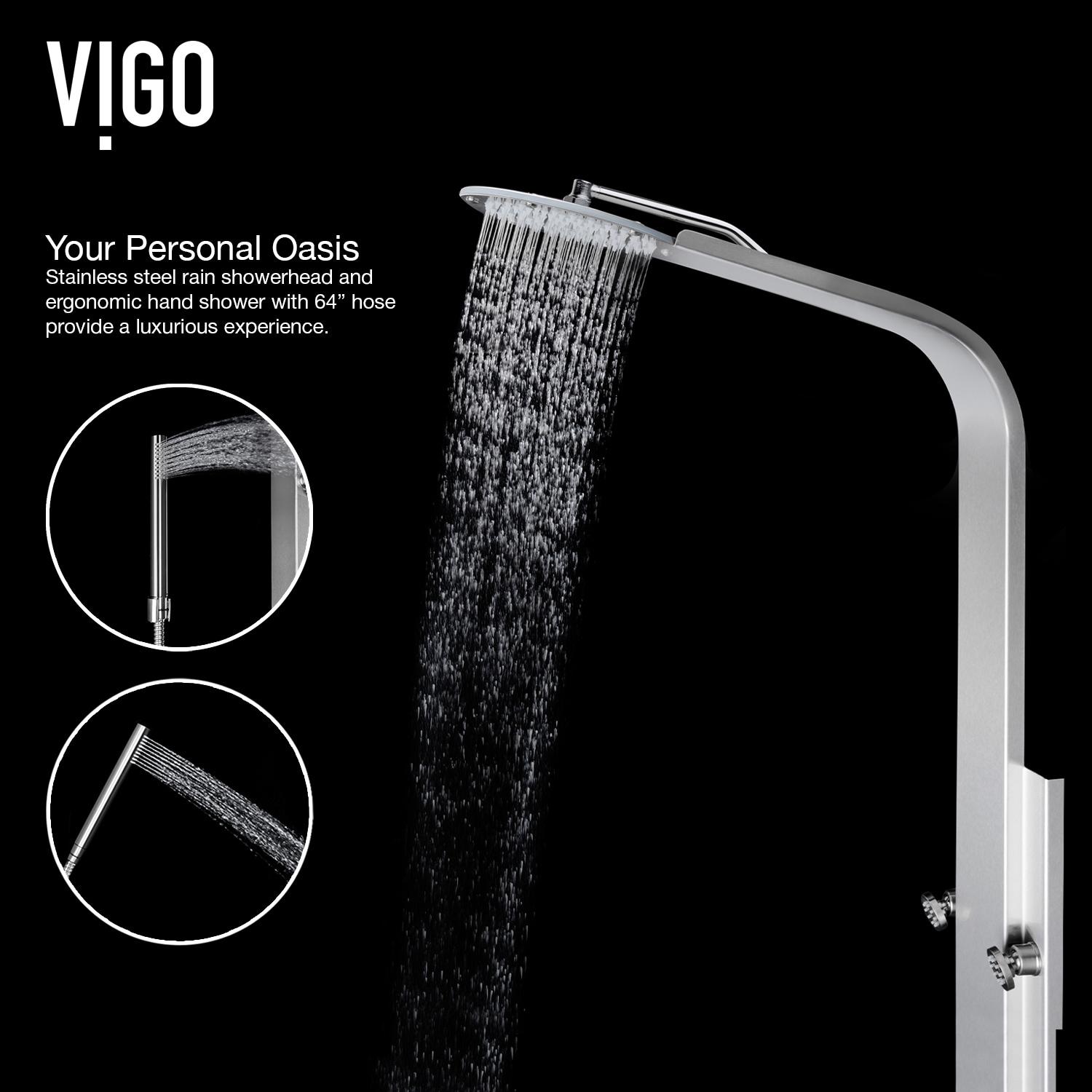 Mateo 60" H X 7" W 6-Jet Shower System & Tub Filler with Hand Shower Wand and Rainfall Shower Head