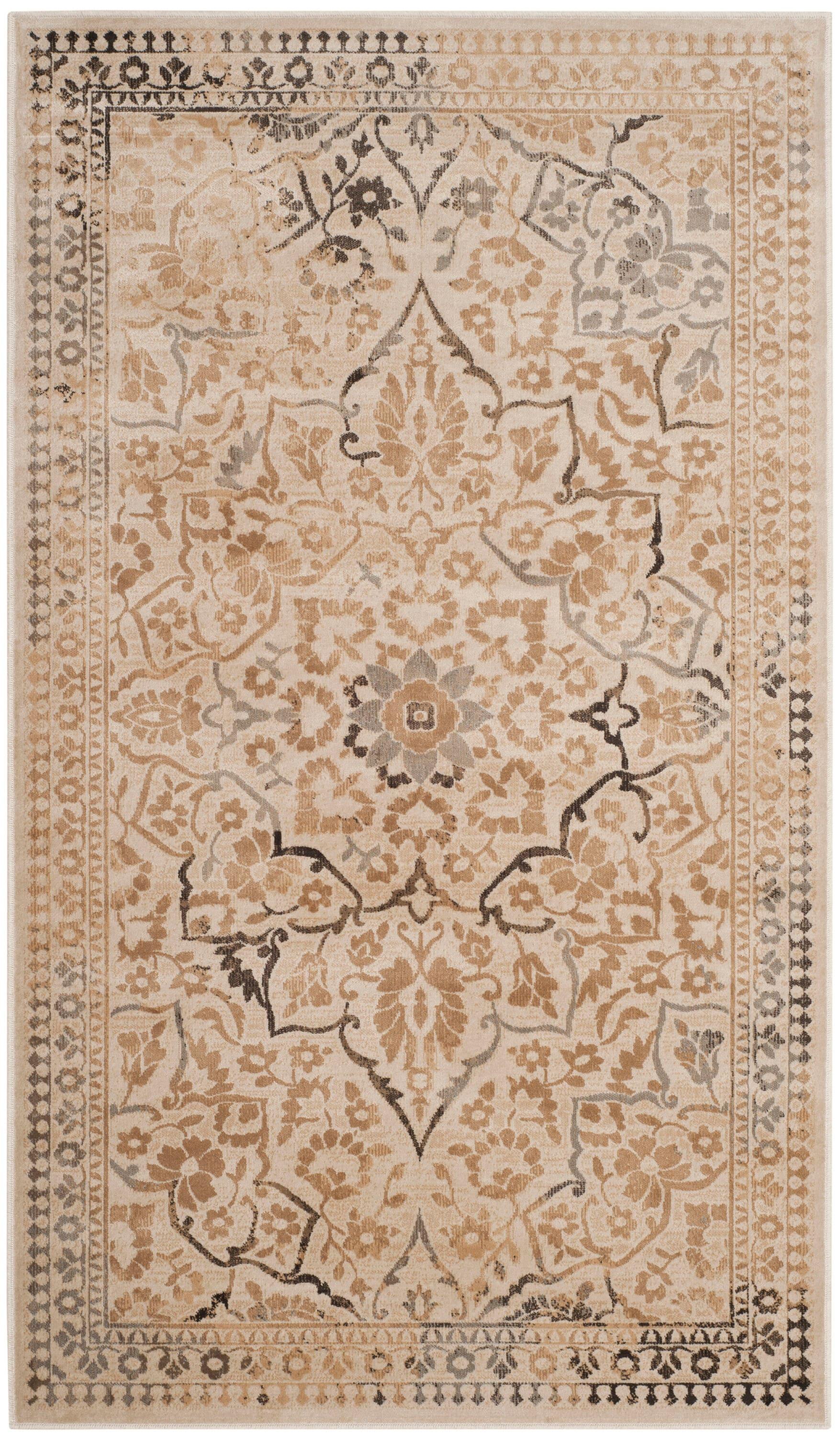 Vintage VTG175 Power Loomed Indoor Skid-Resistant Accent Rug - Creme - 3'3"x5'7" - Safavieh