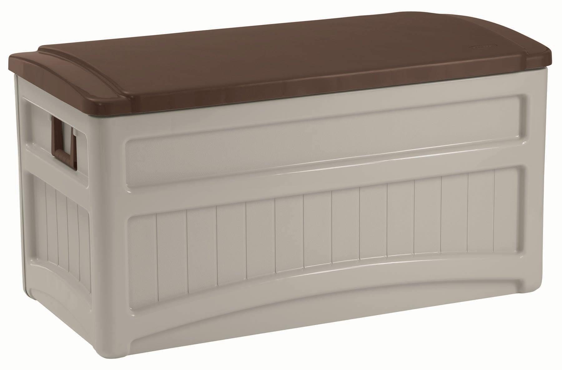 Suncast Suncast 78 Gallon Water Resistant Resin Deck Box with Wheels in Light Taupe/Mocha