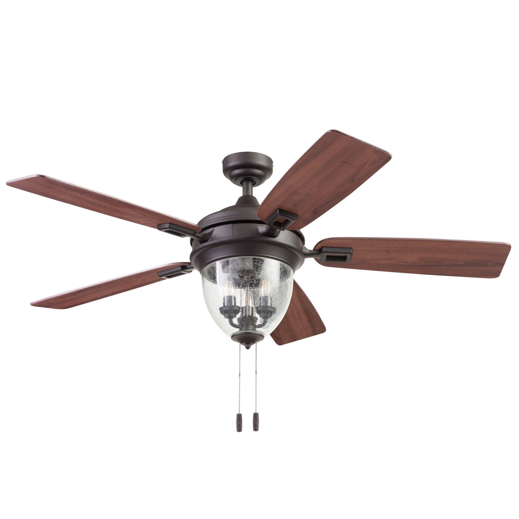 52" Glencrest 5 - Blade Standard Ceiling Fan with Pull Chain and Light Kit Included