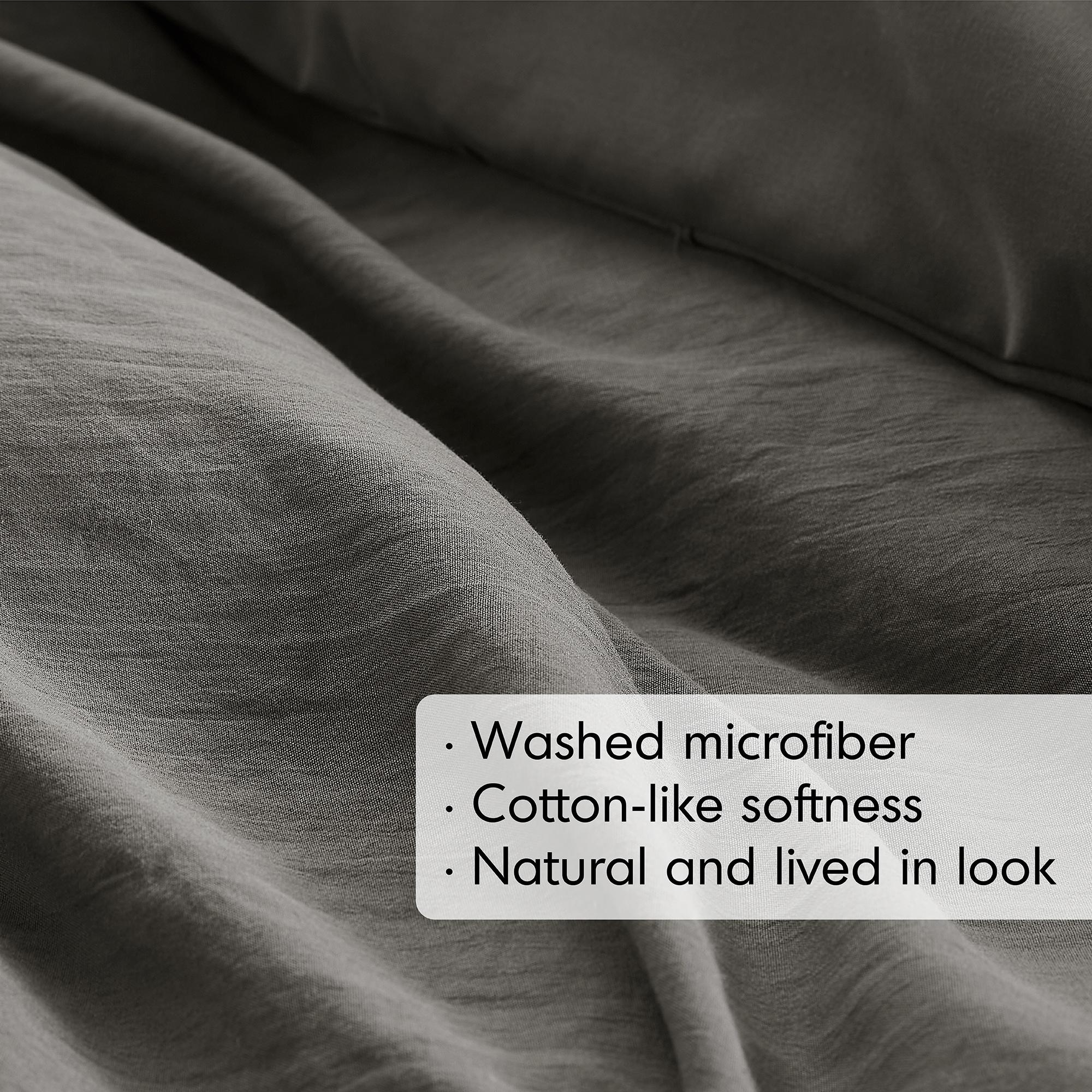 Comfort Spaces Grey Twin Size Duvet Cover Set - 2 Pieces Pintuck Pleated Duvet Cover All Season Lightweight, Extra Softness Pre-Washed Microfiber Twin Bedding Cover Shams, Twin/Twin XL