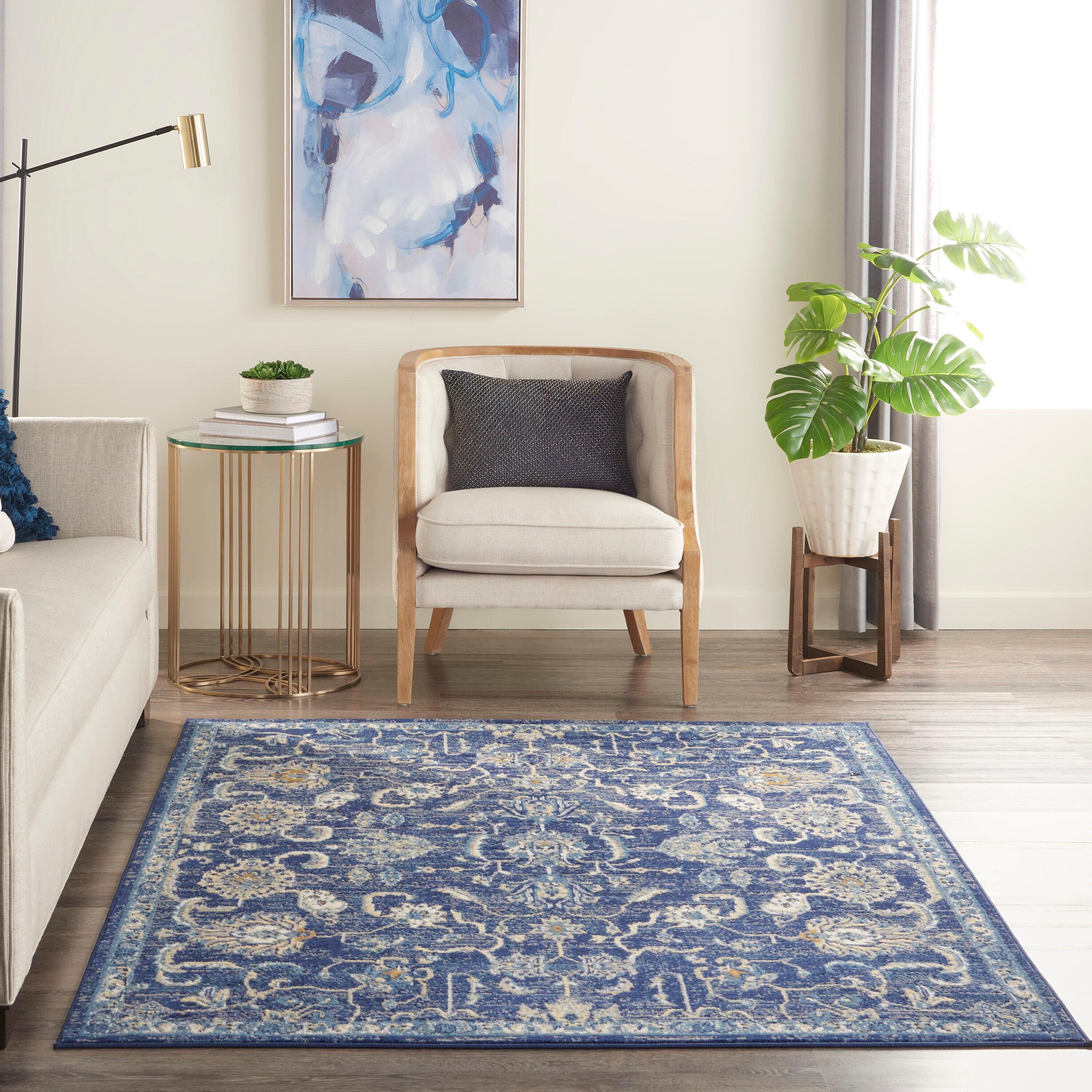 Nourison Grafix GRF24 Indoor Area Rug - Navy 3'9" x 5'9"