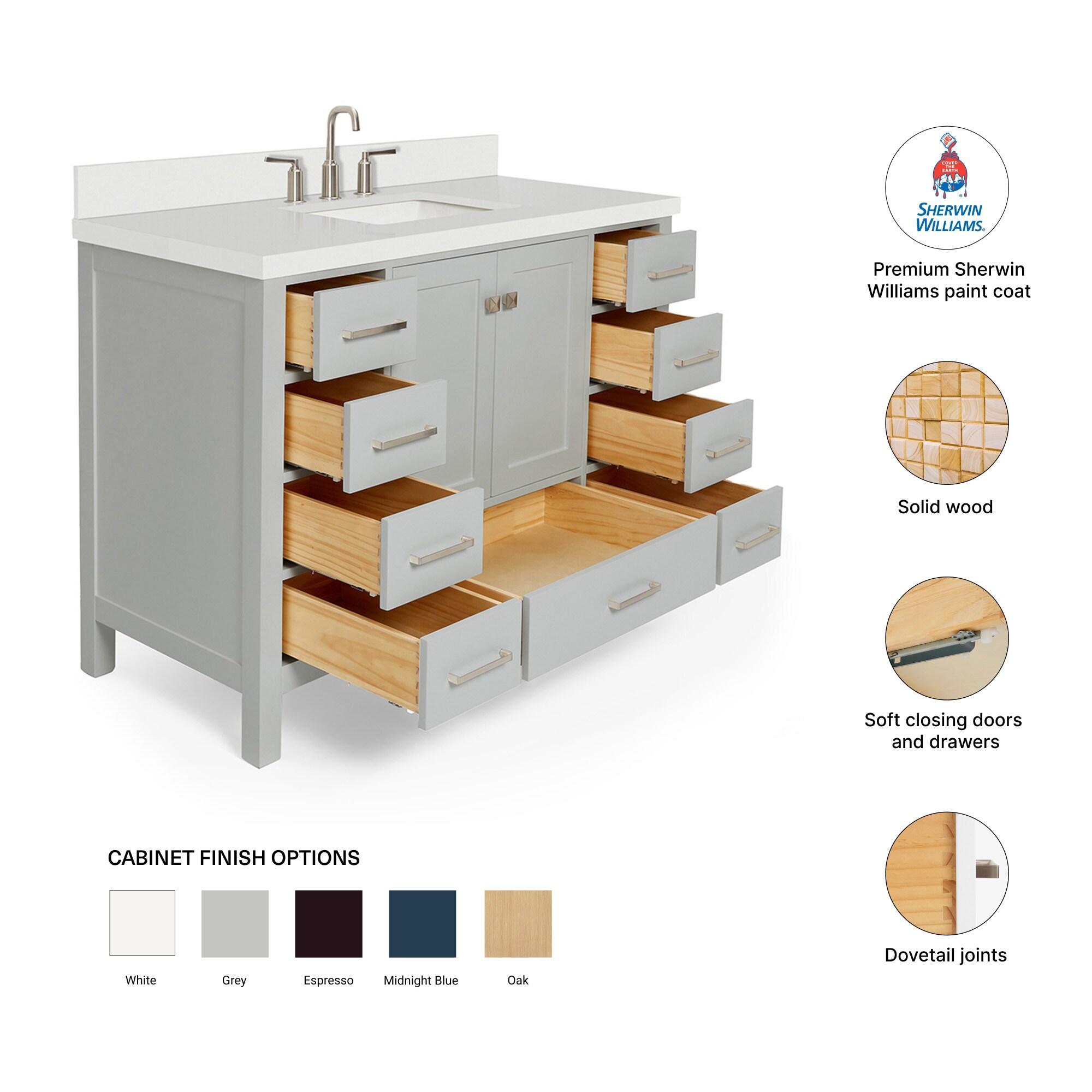 Ariel A049swqrvo Cambridge 49" Free Standing Single Basin Vanity Set - Grey