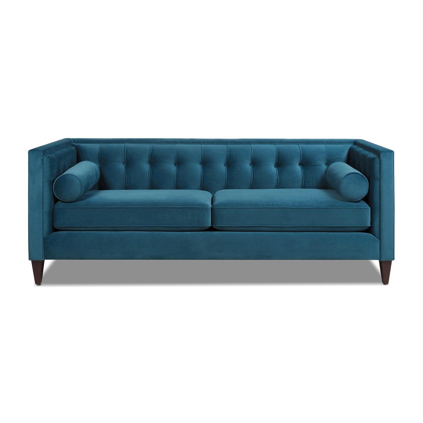 Jack 84" Tufted Tuxedo Sofa Double Cushion Satin Teal