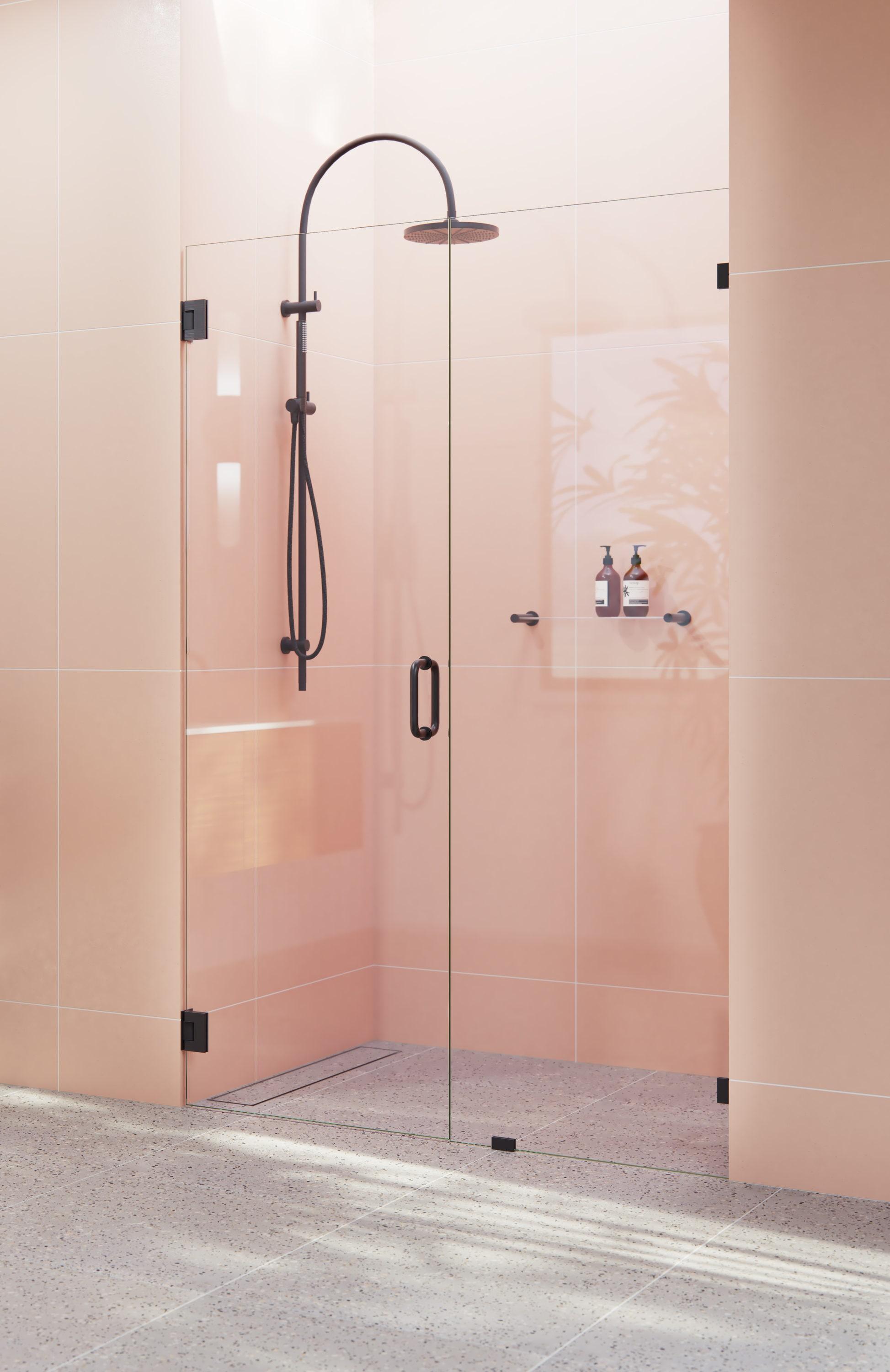 Illume 46 in. x 78 in. Fully Frameless Wall Hinge Shower Door
