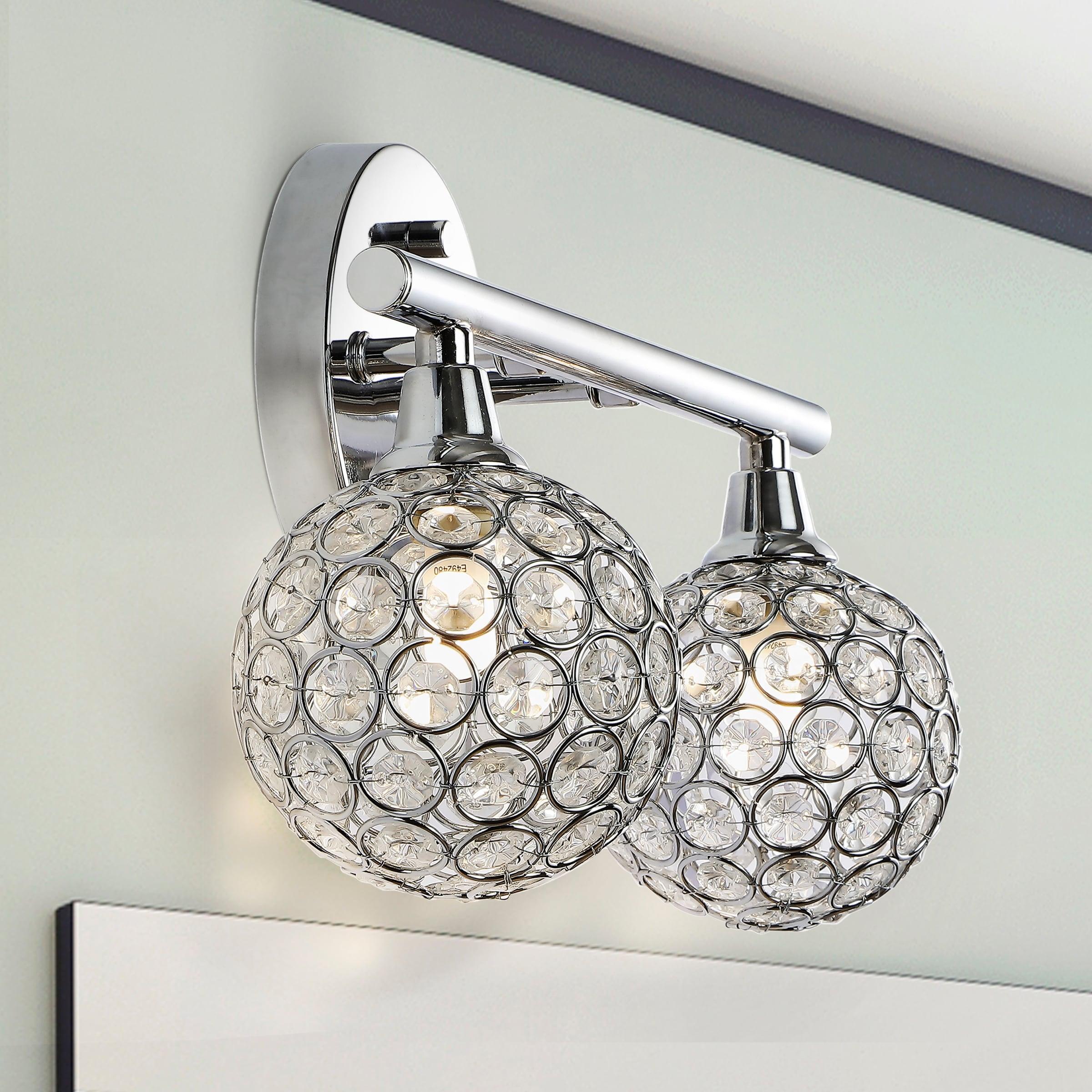Maeve 13" 2-Light Iron/Glass Contemporary Glam LED Vanity Light, Chrome