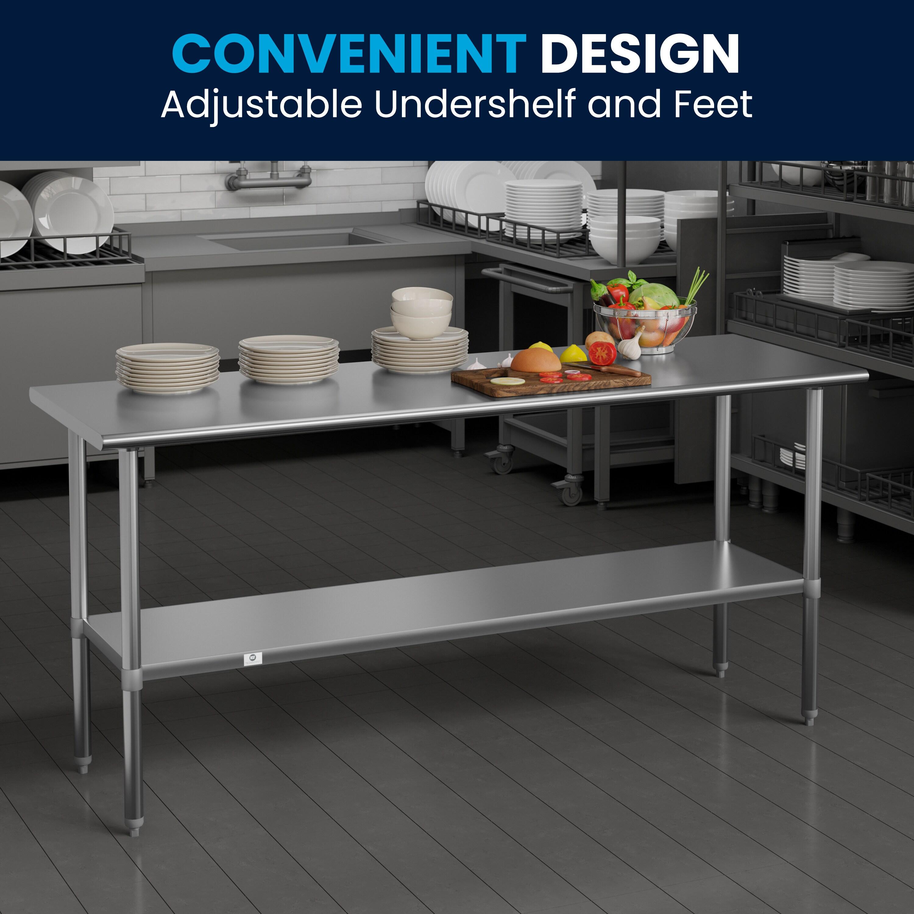 Woodford NSF Certified Stainless Steel Prep and Work Table with Undershelf by Flash Furniture