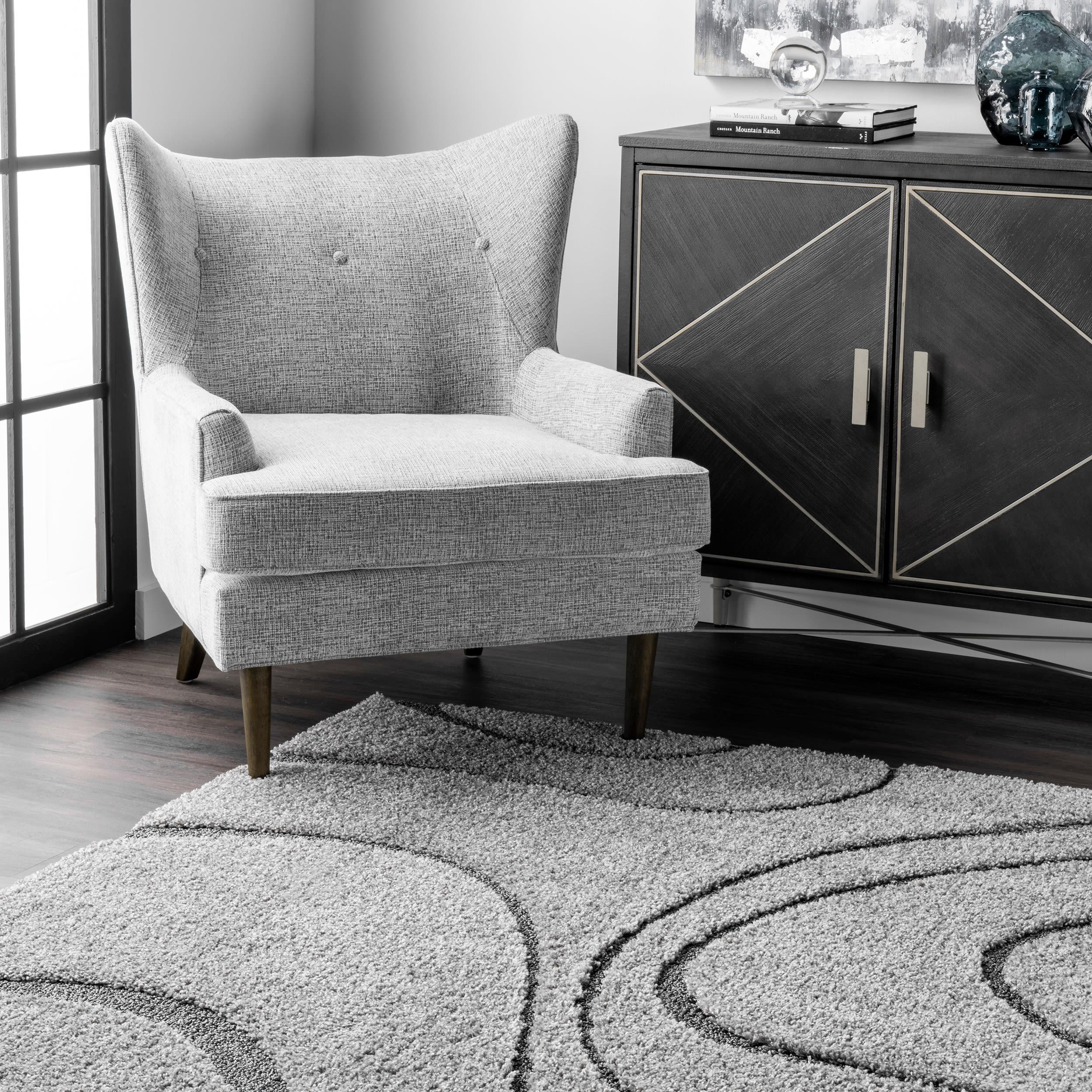 Nuloom Carolyn Abstract 4x6 Shag Indoor Area Rug for Living Room Bedroom Dining Room Nursery, Dark Grey