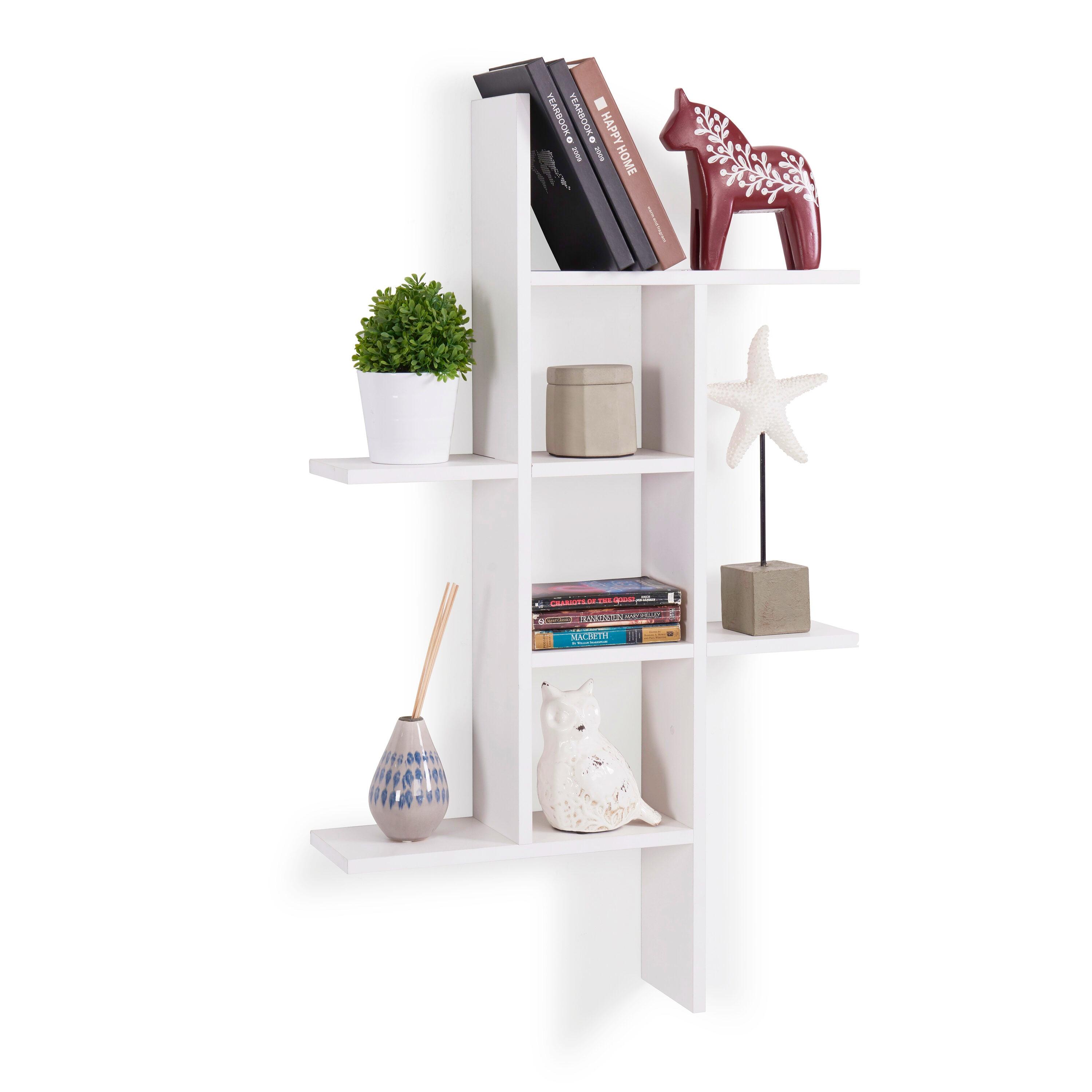 Danya B. 40" x 24" Cantilever Wall Shelf White: Modern Laminated MDF, 4-Tier Storage, Includes Mounting Hardware