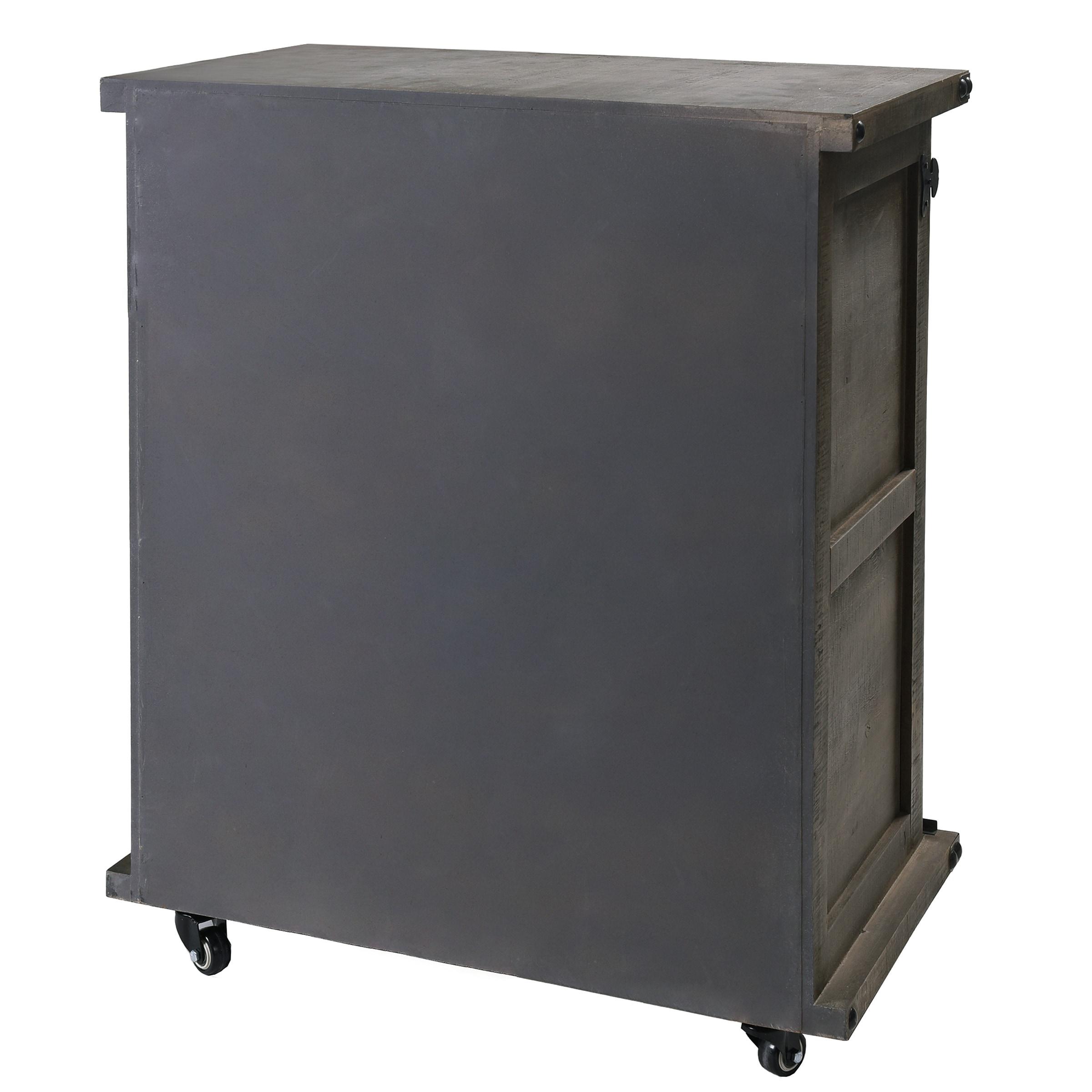 Presley Driftwood Gray Rustic Side Cabinet with Black Metal Hardware